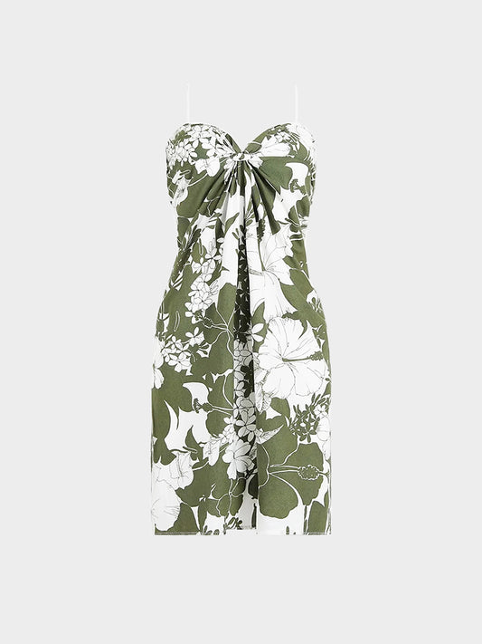 Miu Miu SS 2003 Green and White Floral Print Dress