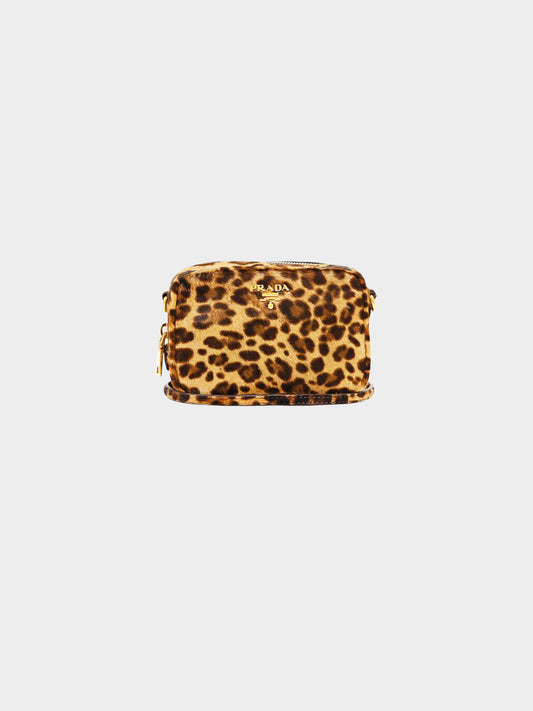 Prada 2015 Calf Hair Leopard Mini Camera Bag