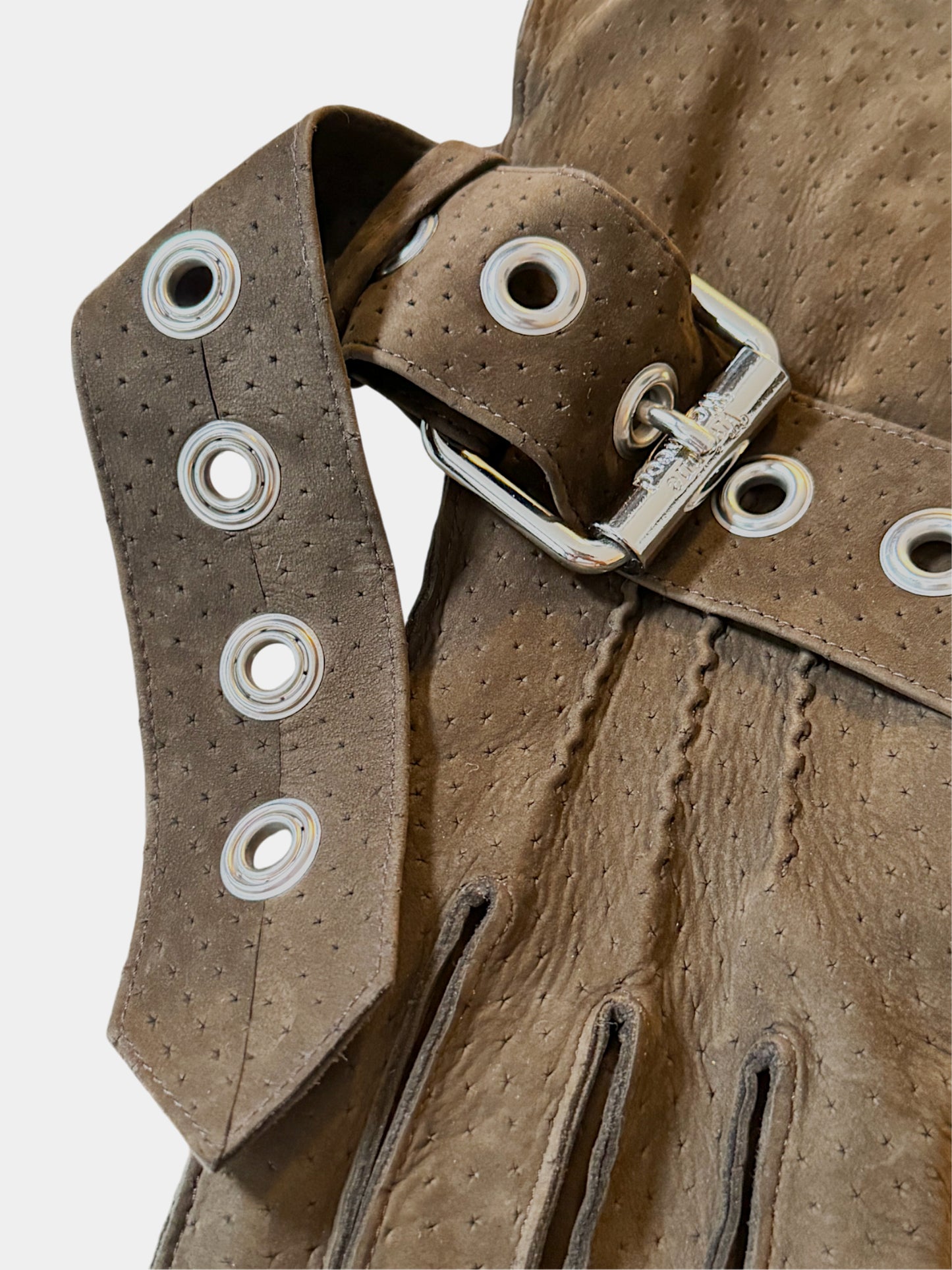Vivienne Westwood 2000s Brown Leather Buckle Gloves