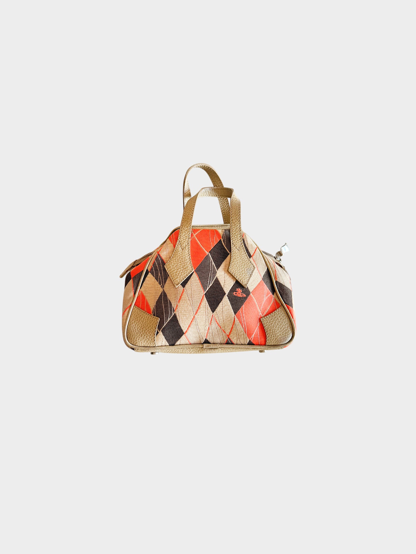 Vivienne Westwood 2000s Khaki and Orange Jacquard Yasmine Argyle Bag