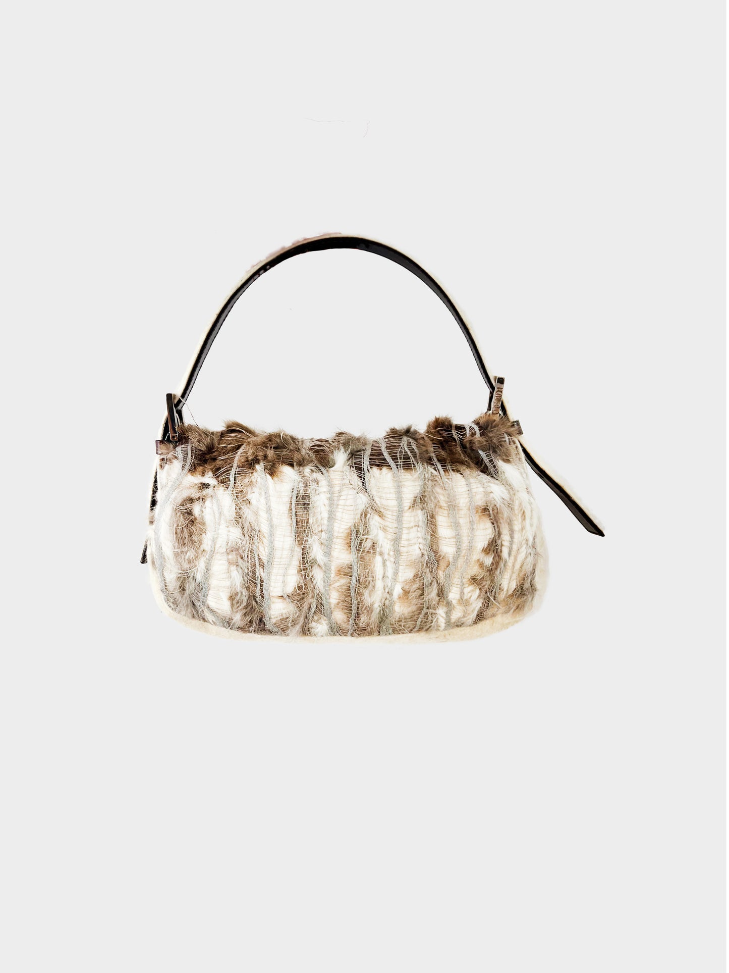 Fendi 2000s Rare Fur And Felt Baguette Bag