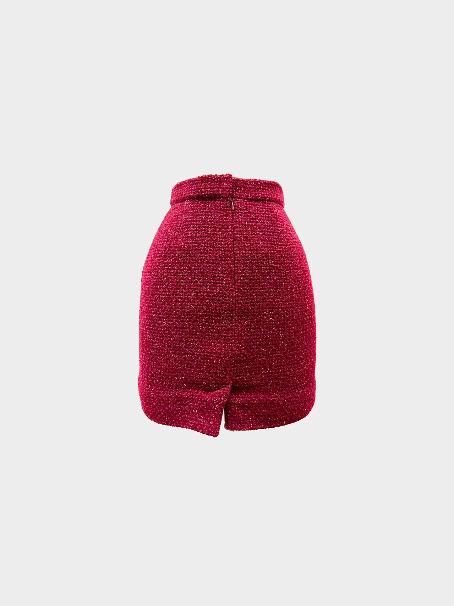 Chanel 2010s Wool Tweed Burgundy Mini Skirt