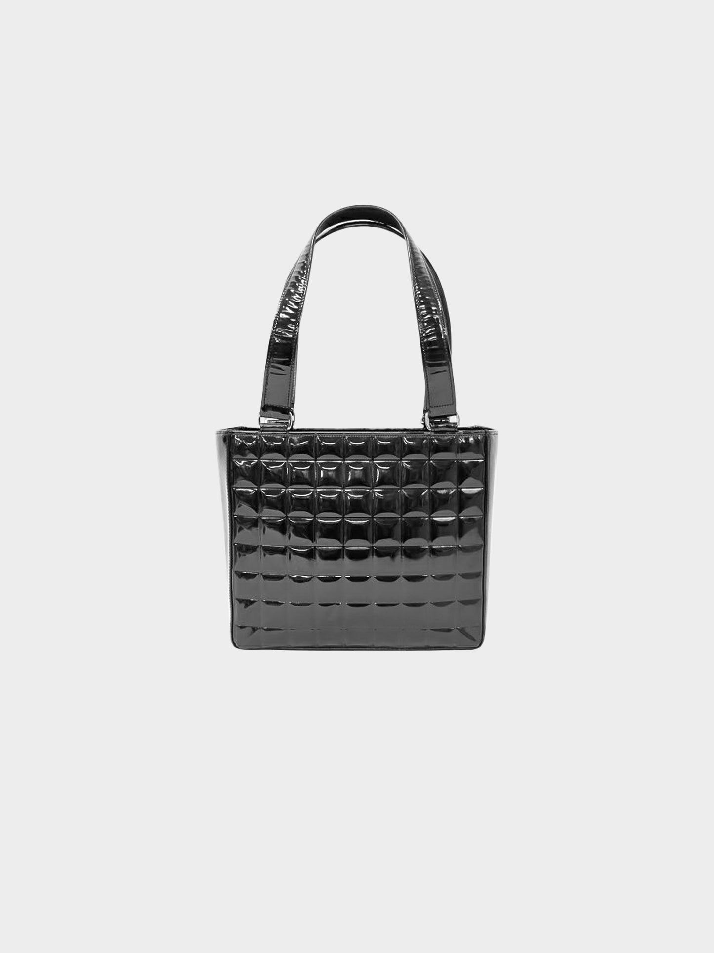 Chanel 2002 Black Patent Leather Chocolate Bar Tote Bag
