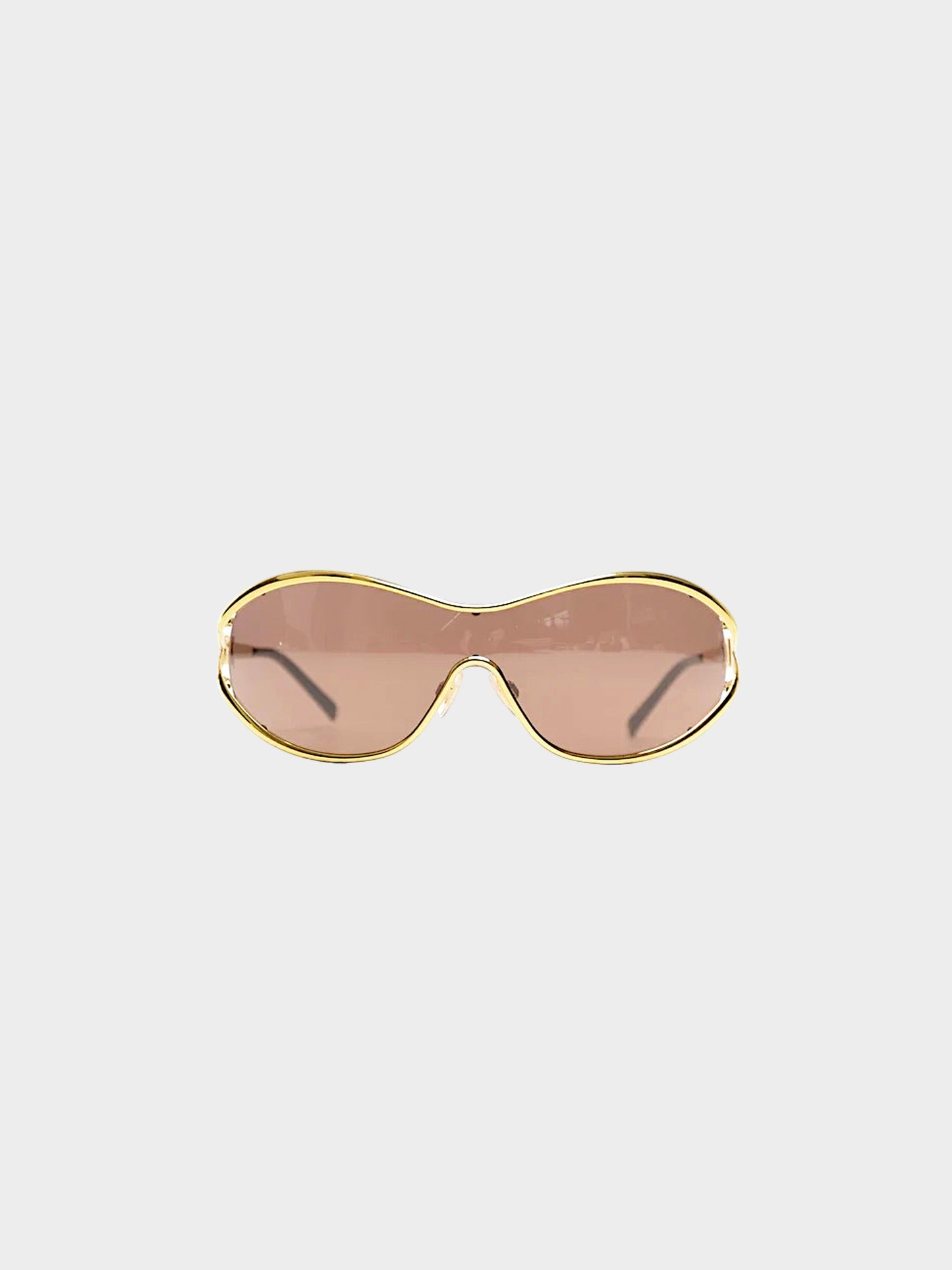 Dolce and Gabbana 1990s Gold Metal Frame Oval Sunglasses