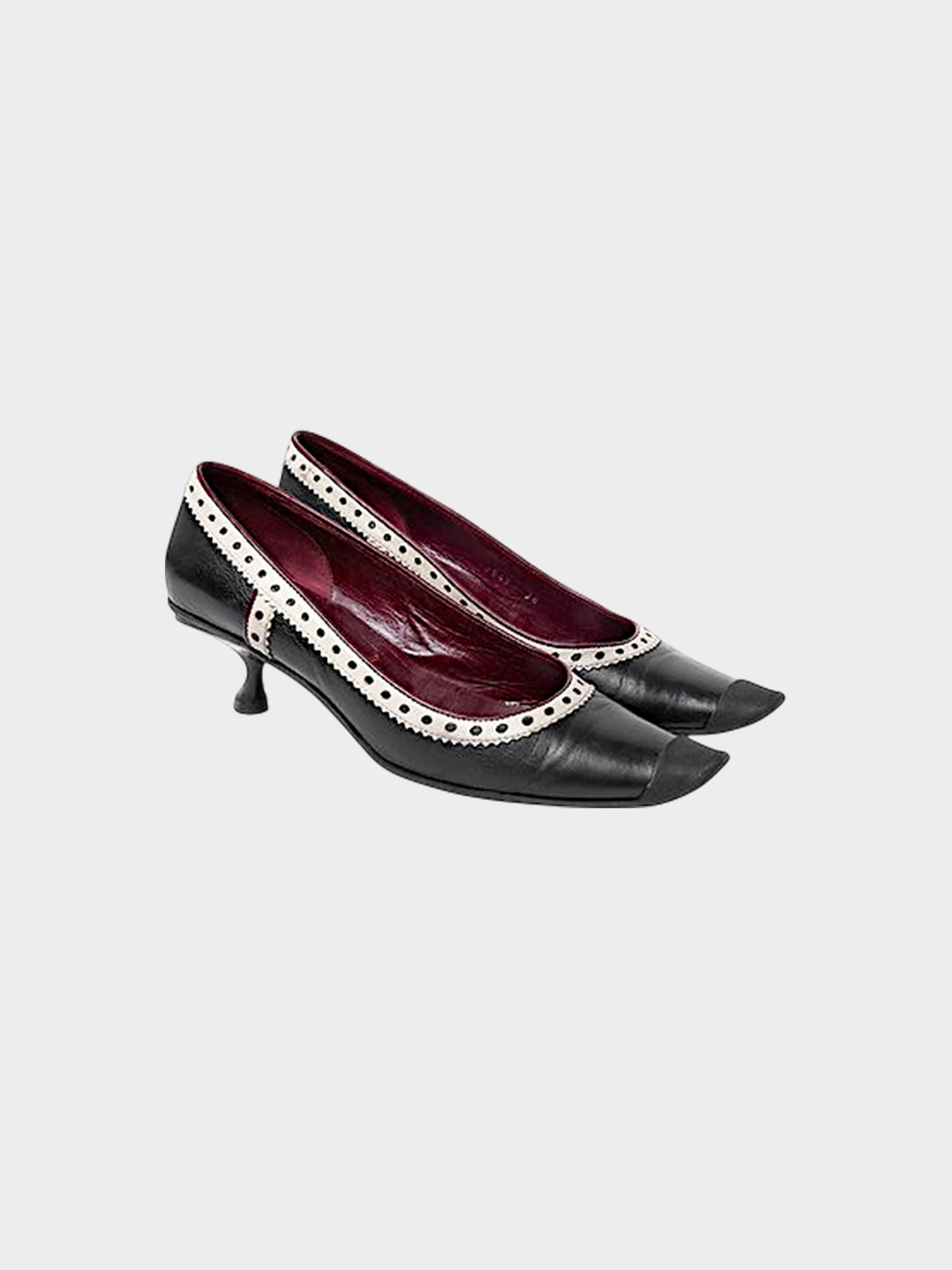 Miu Miu SS 2000 Black Leather Brogue Mules