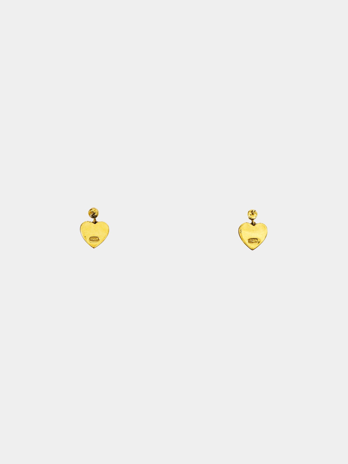 Christian Dior 2000s Gold Heart Pearl Embellished Earrings