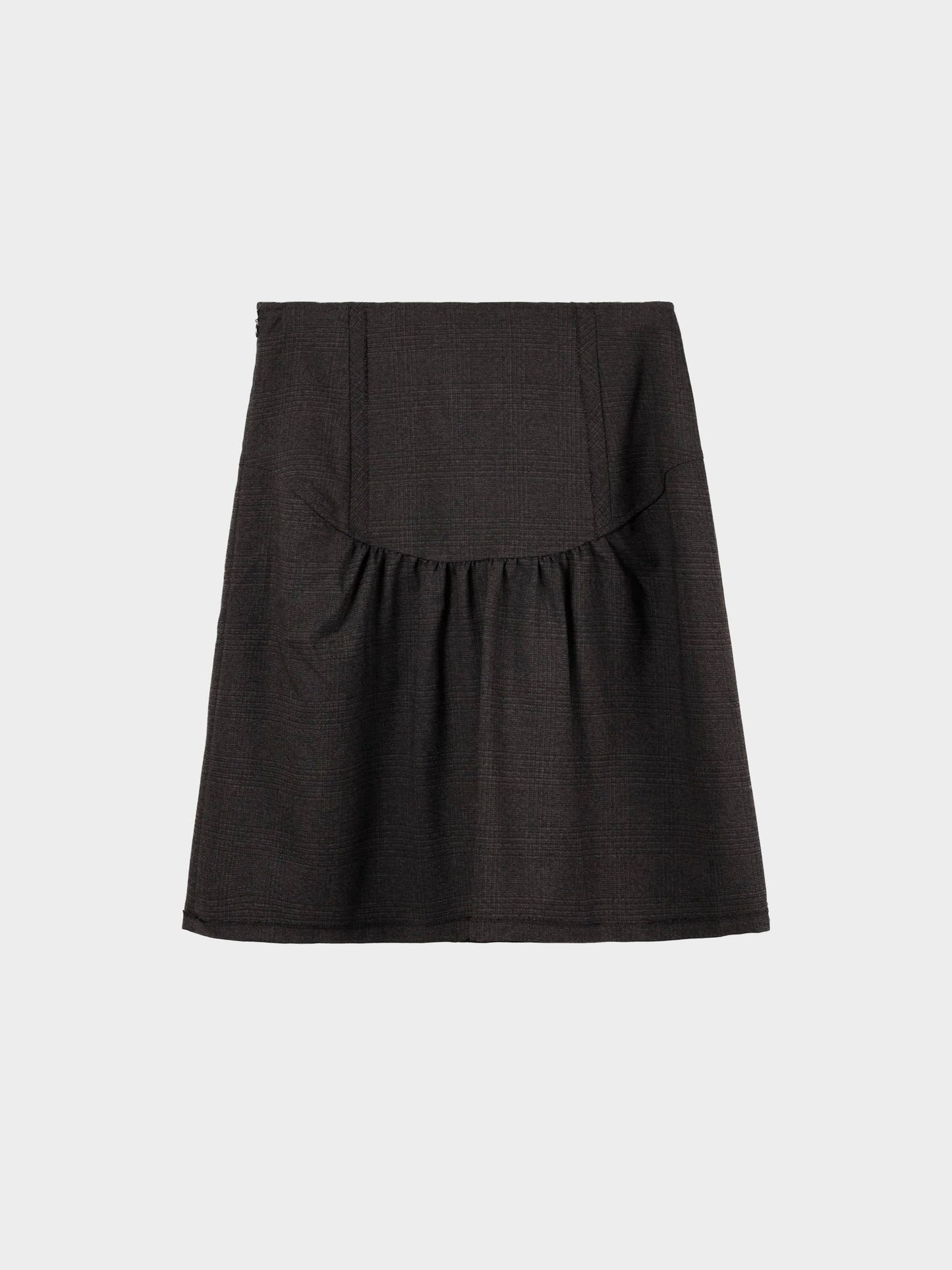 Miu Miu 2000s Brown Check Wool Dropped Waist Skirt