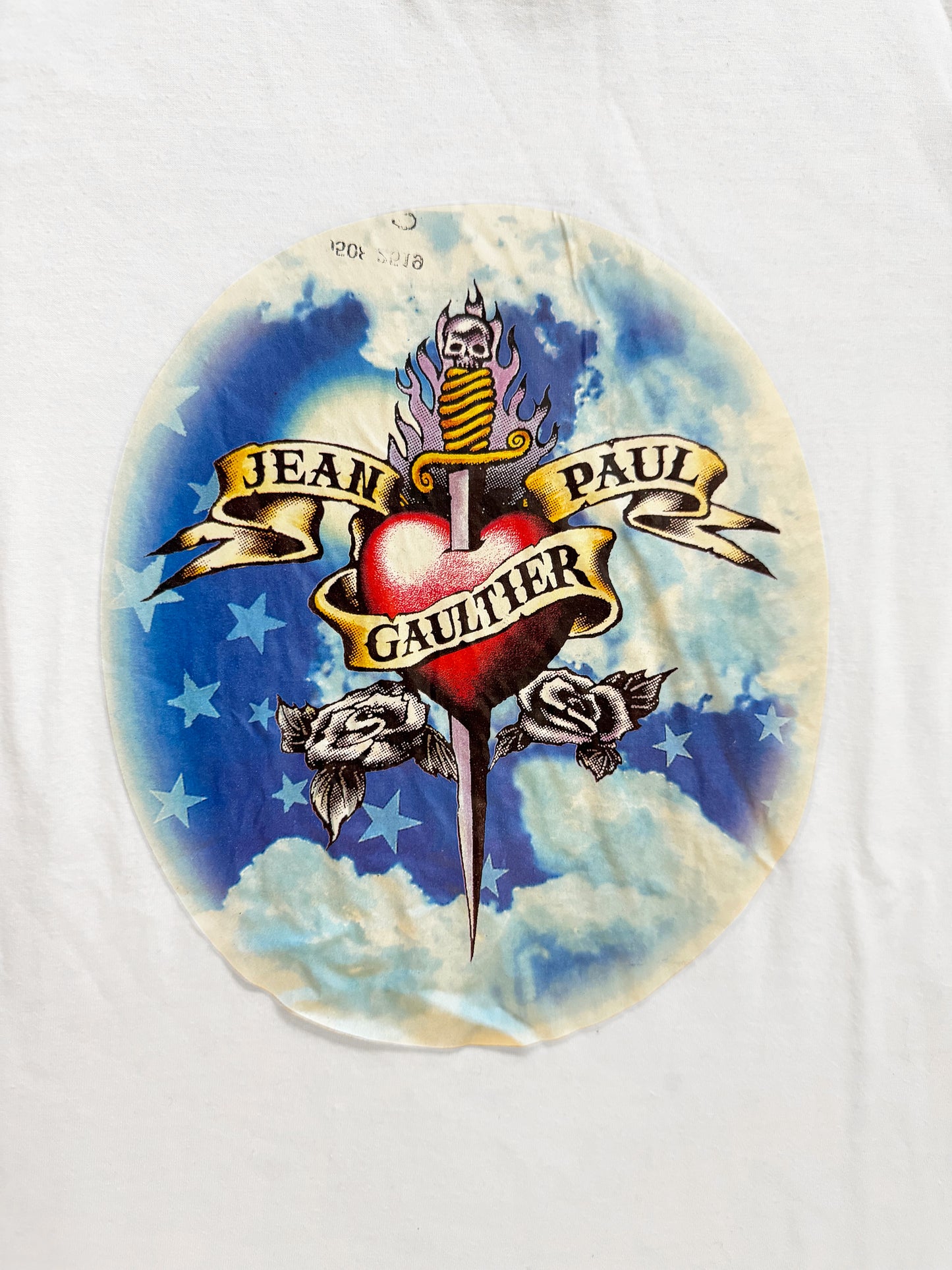 Jean Paul Gaultier 2000s White Tattoo Graphic Logo Print Top