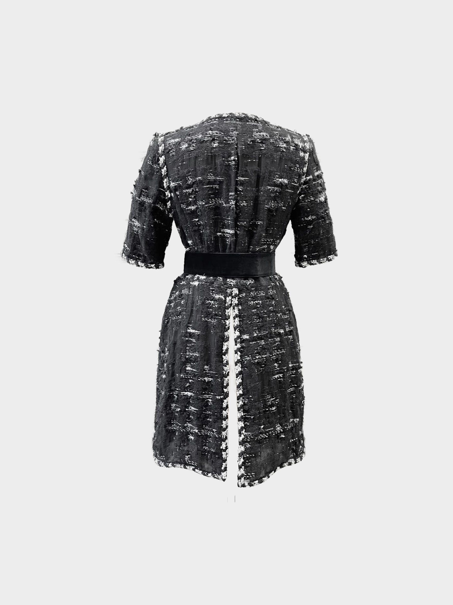 Chanel 2000s Black Boucle Wool Belted Jacket