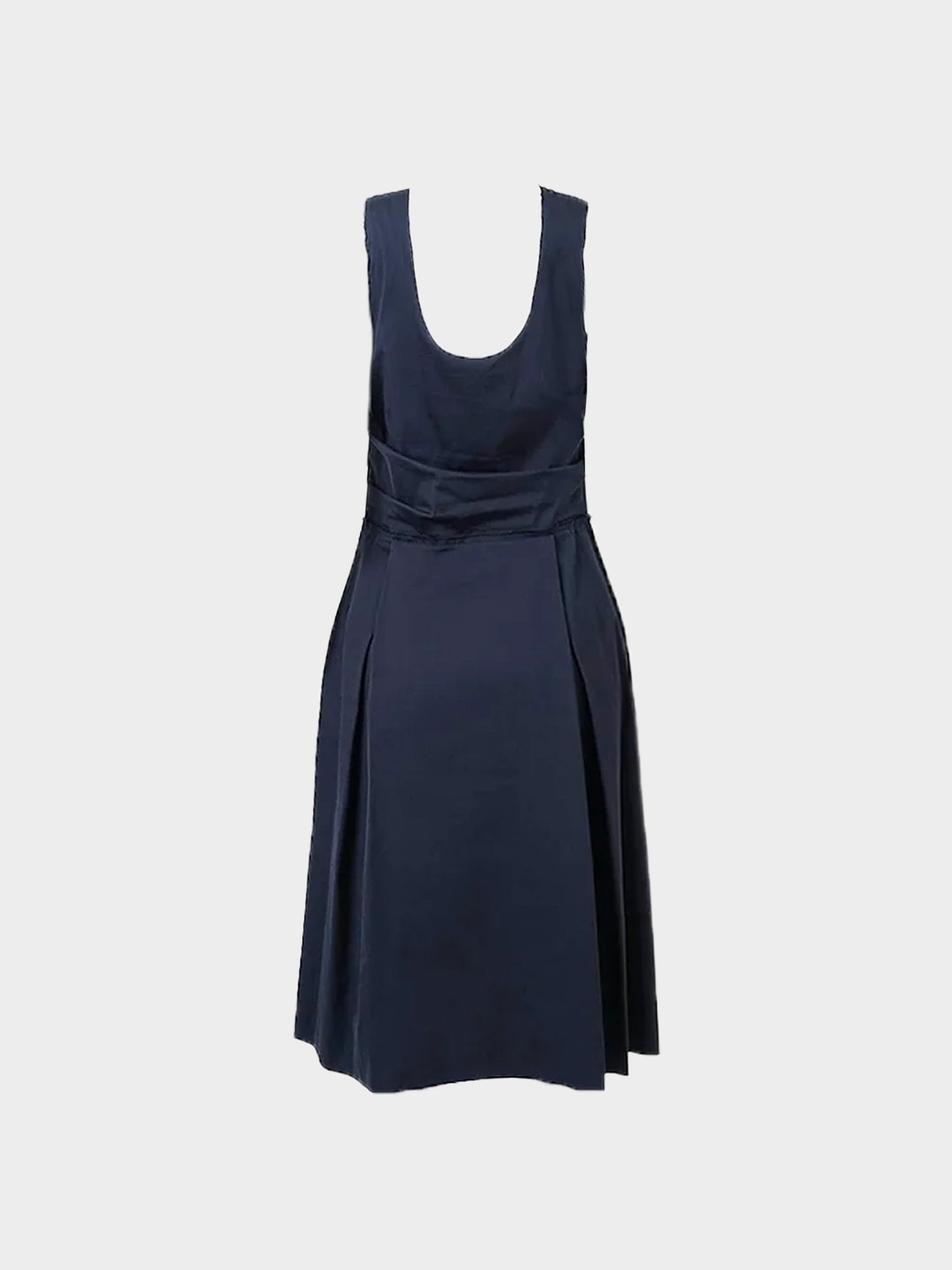 Prada 2006 Navy Pleated Midi Dress