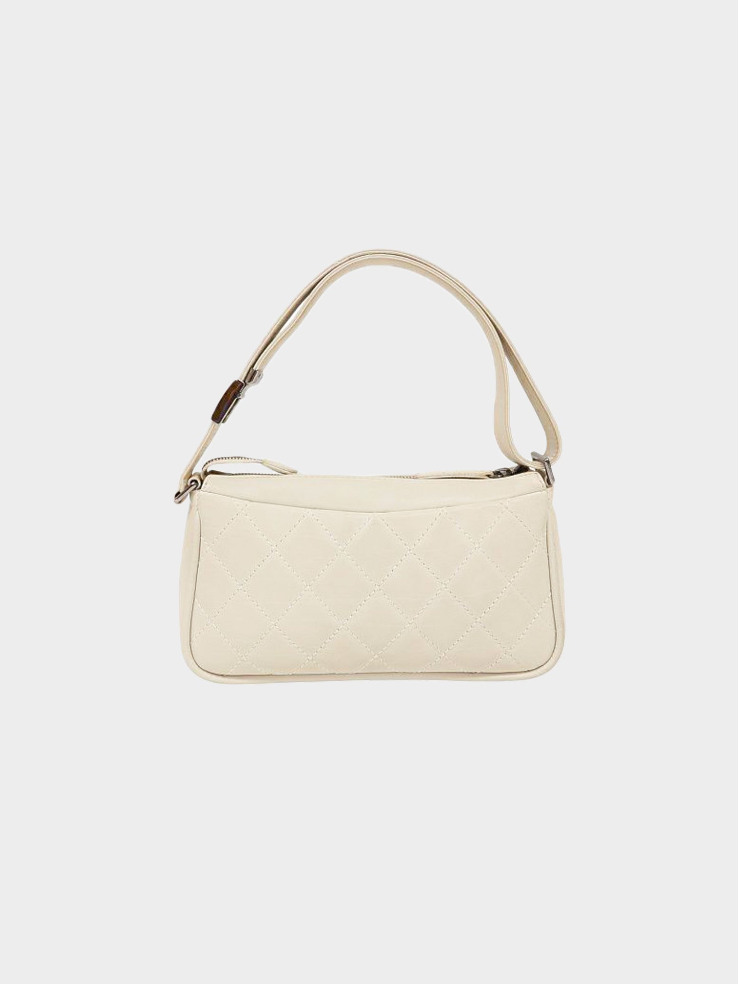 Chanel 2005-2006 White Leather Wild Stitch Shoulder Bag