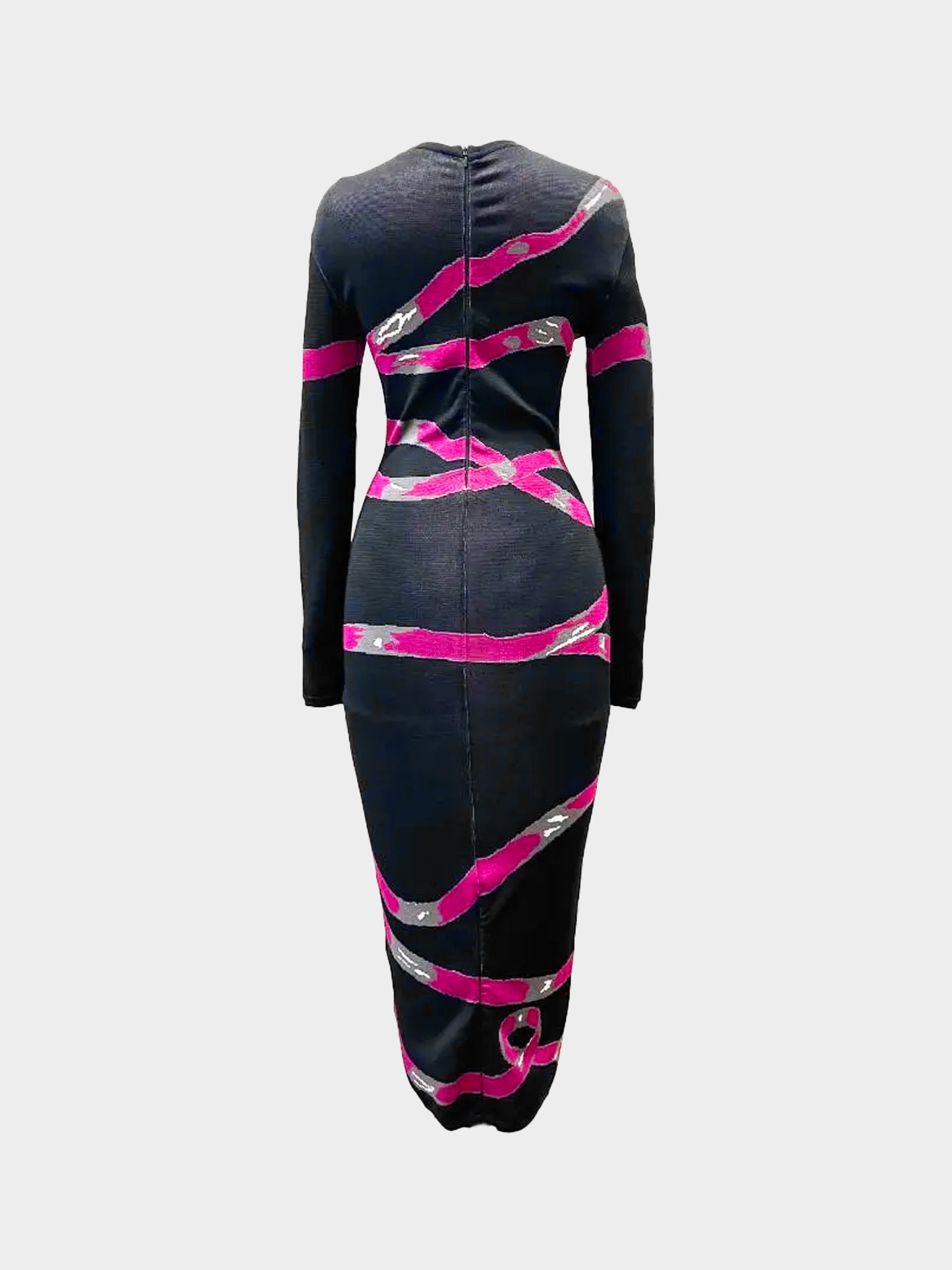 Azzedine Alaïa FW 1992 Runway Black Stretch Knit Ribbon Dress
