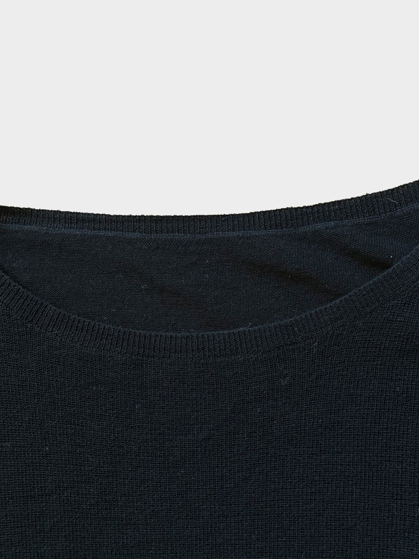Comme des Garçons X Sacai 2010s Black Wool Knit and Nylon Dress