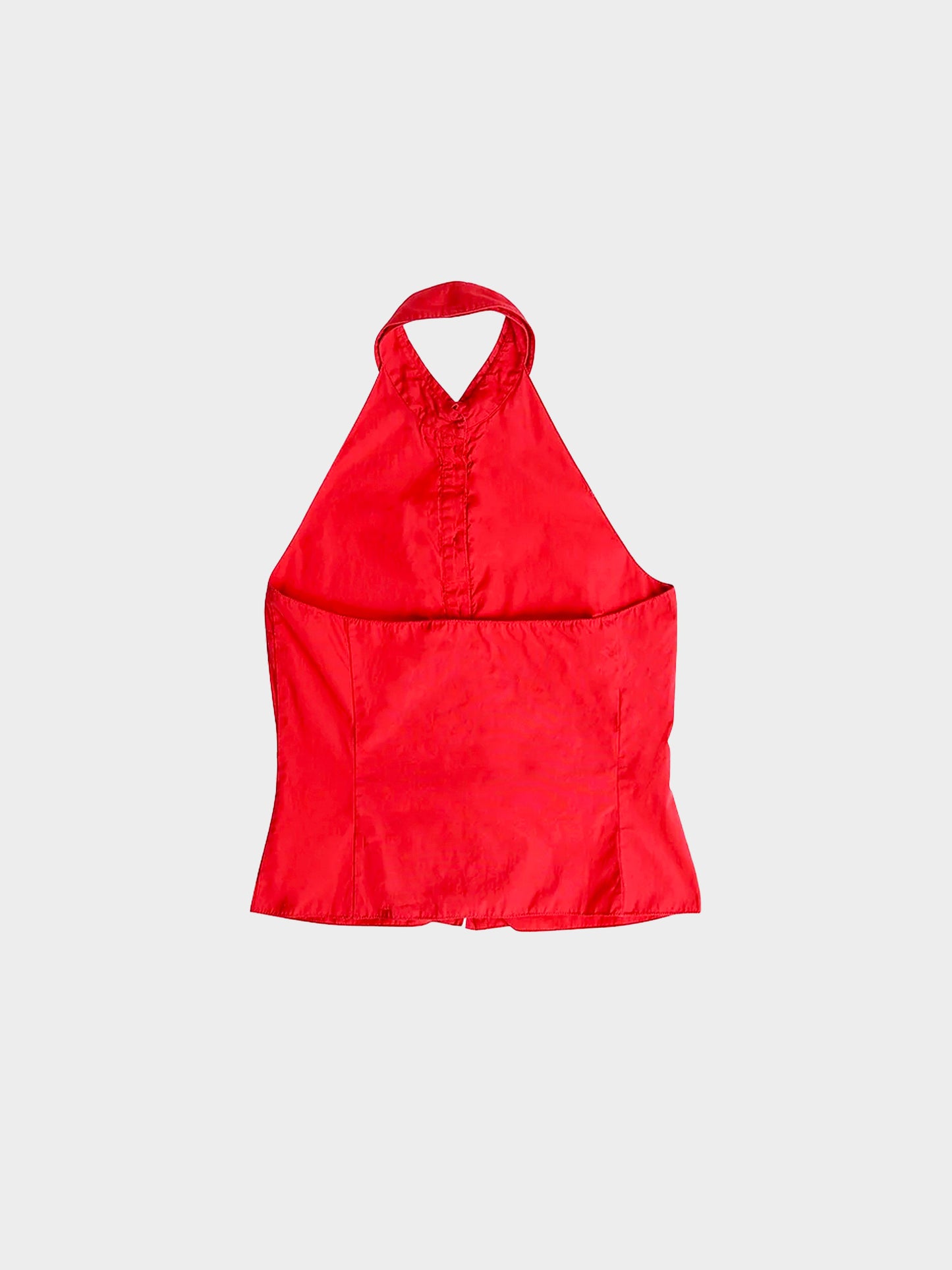 Miu Miu SS 1999 Red Ruffled Halter Neck Top