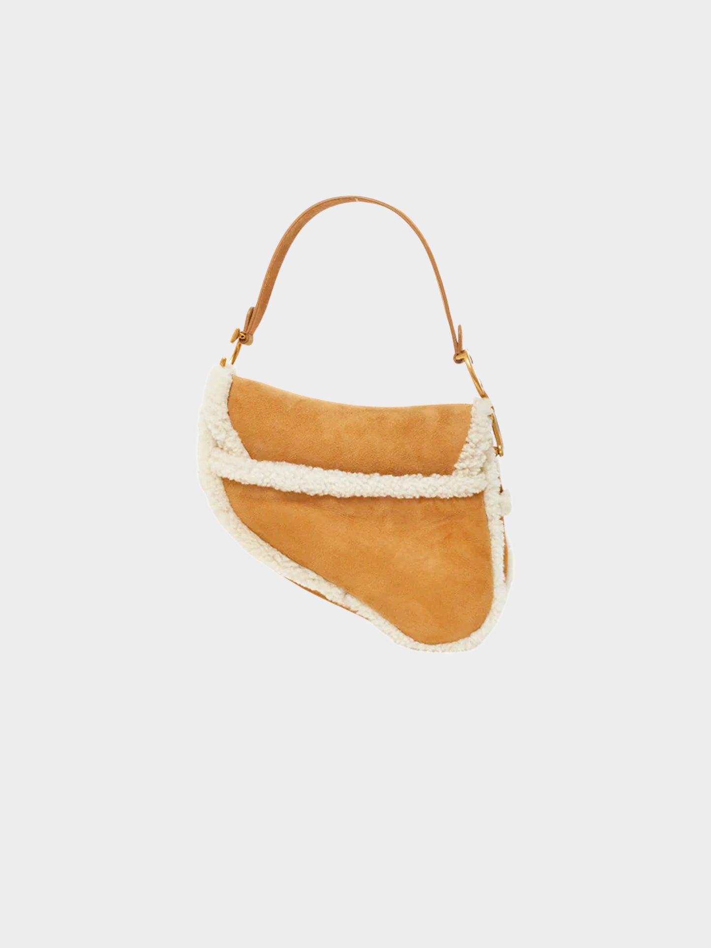 Christian Dior FW 2020 Camel Suede and Shearling Saddle Bag