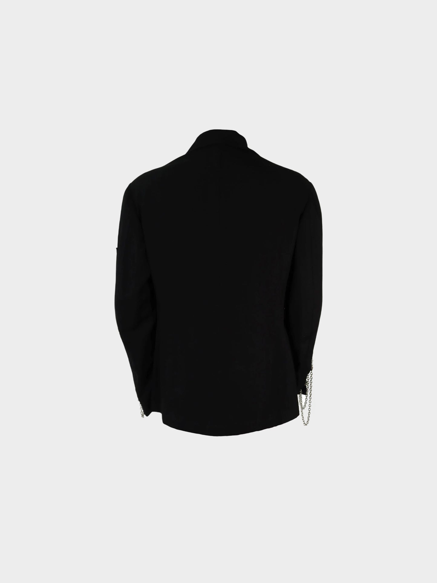 Yohji Yamamoto SS 2018 POUR HOMME Black Wool Zipper and Chain Embellished Blazer