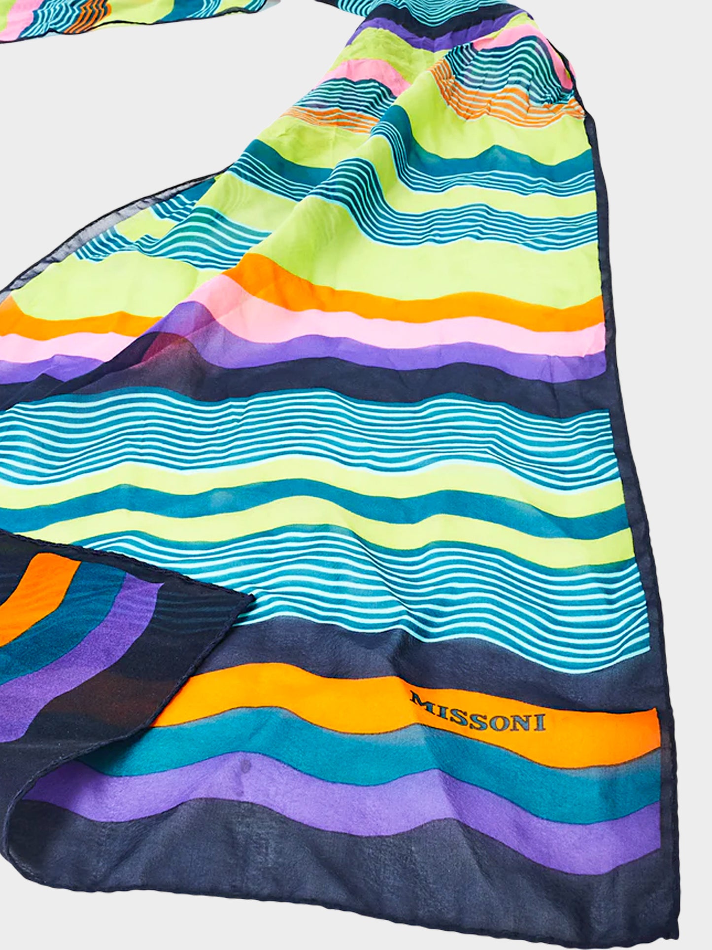 Missoni 2010s Multicolor Wave Print Silk Scarf