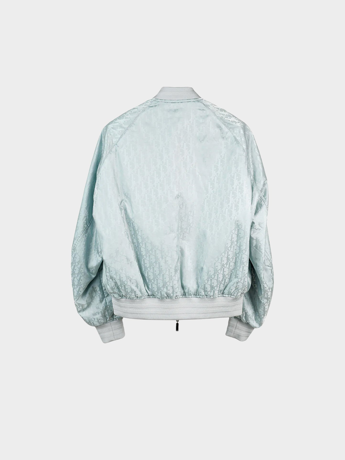 Christian Dior 2020s Light Blue Nylon Oblique Reversible Bomber Jacket