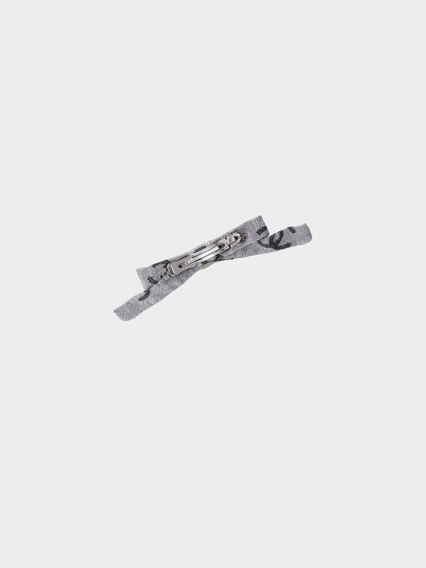 Chanel 2010s Grey CC Jacquard Bow Barrette