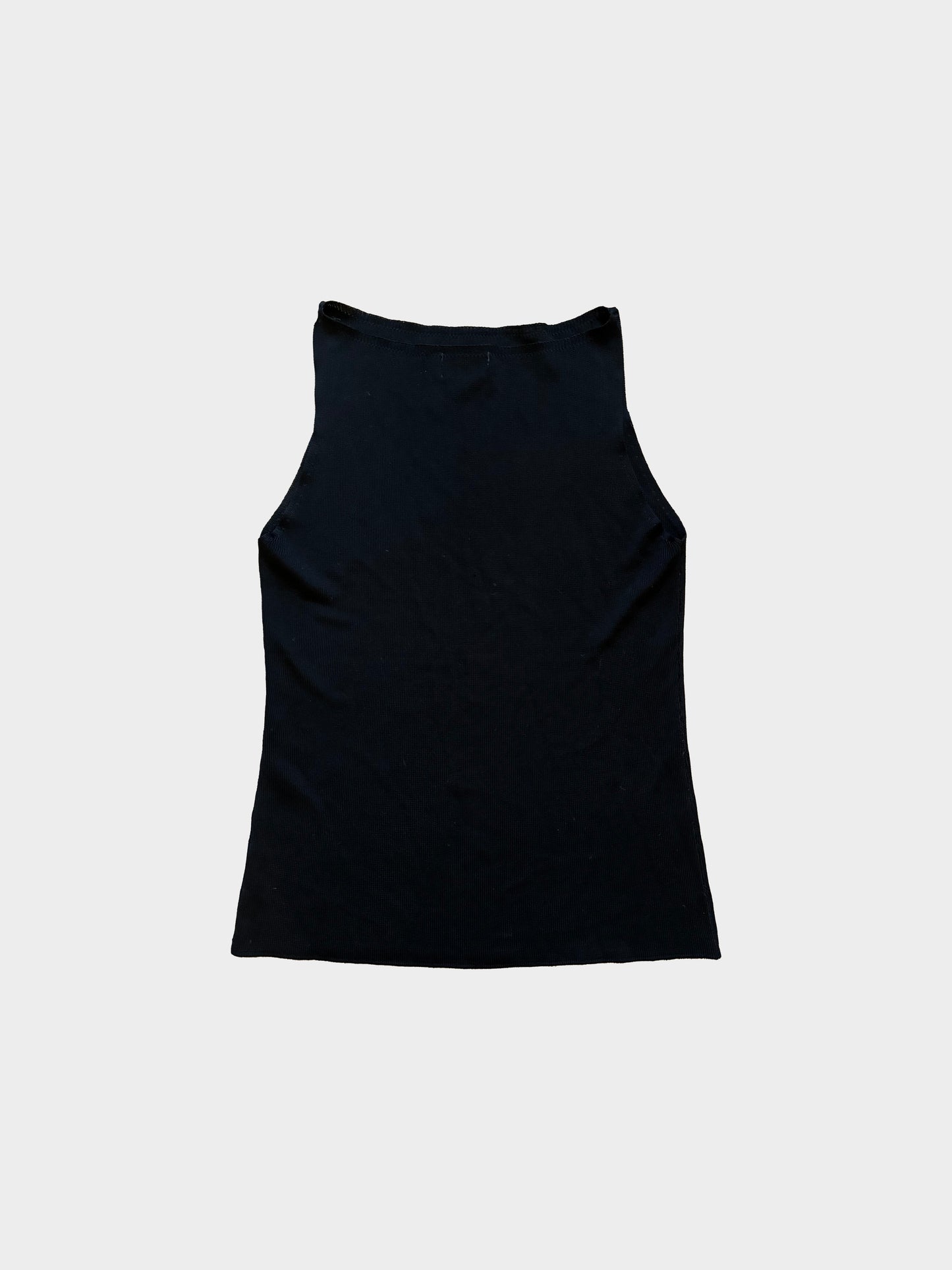 Blumarine Blugirl 2000s Black Logo Crystal Embellished Knit Tank Top