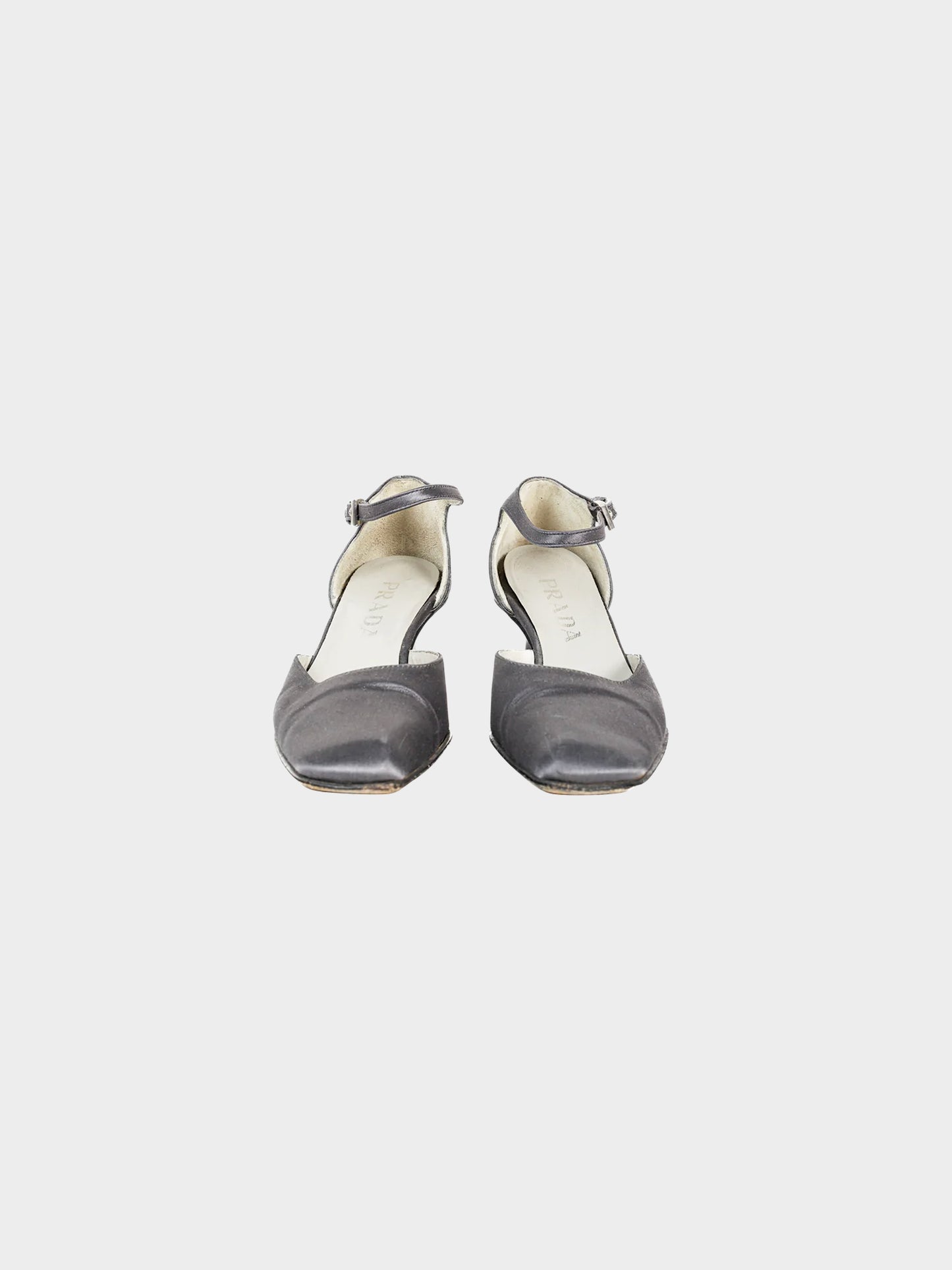 Prada 2000s Grey Satin D'Orsay Pumps