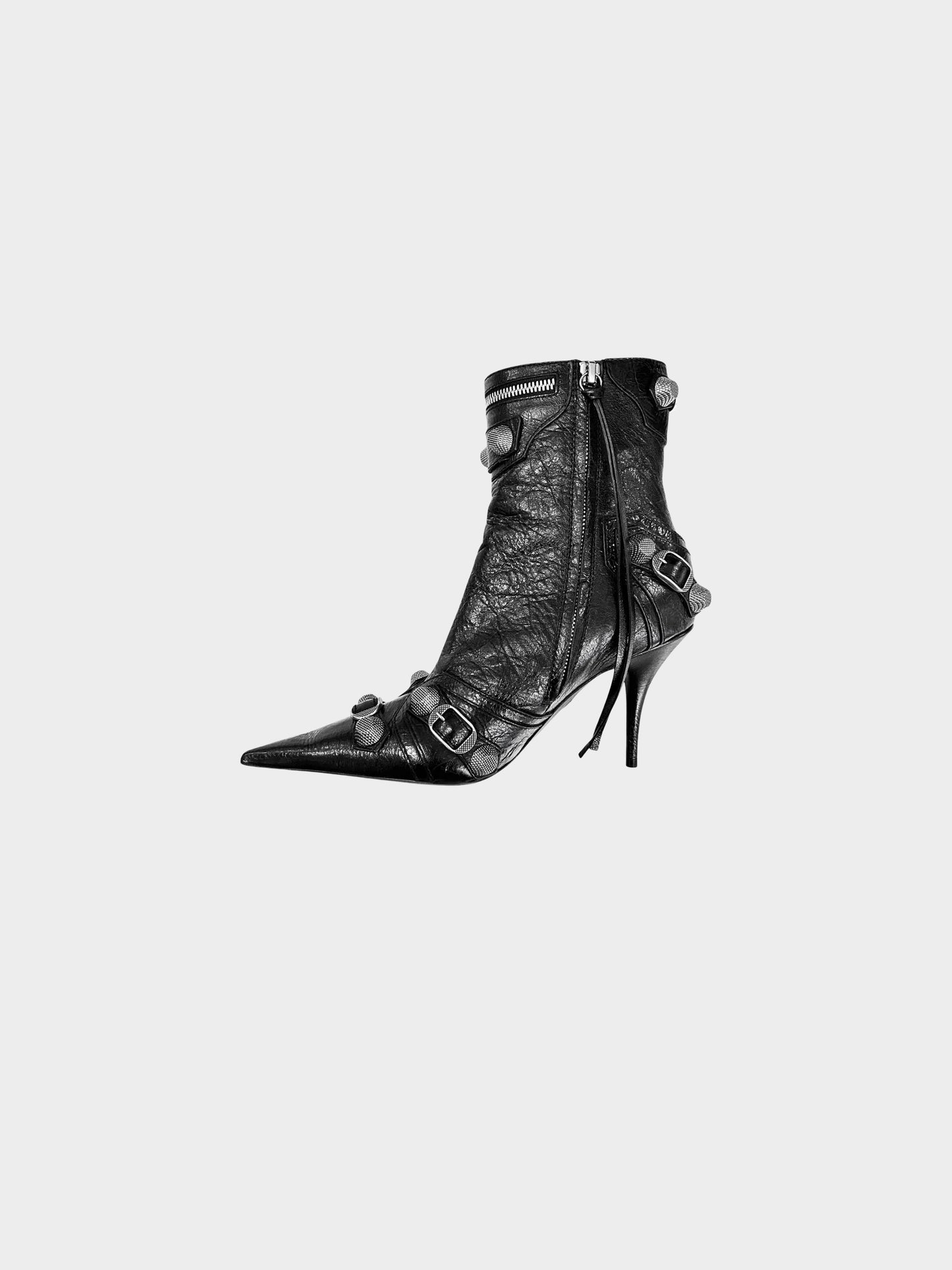 Balenciaga 2024 Black Leather Cagole Bootie