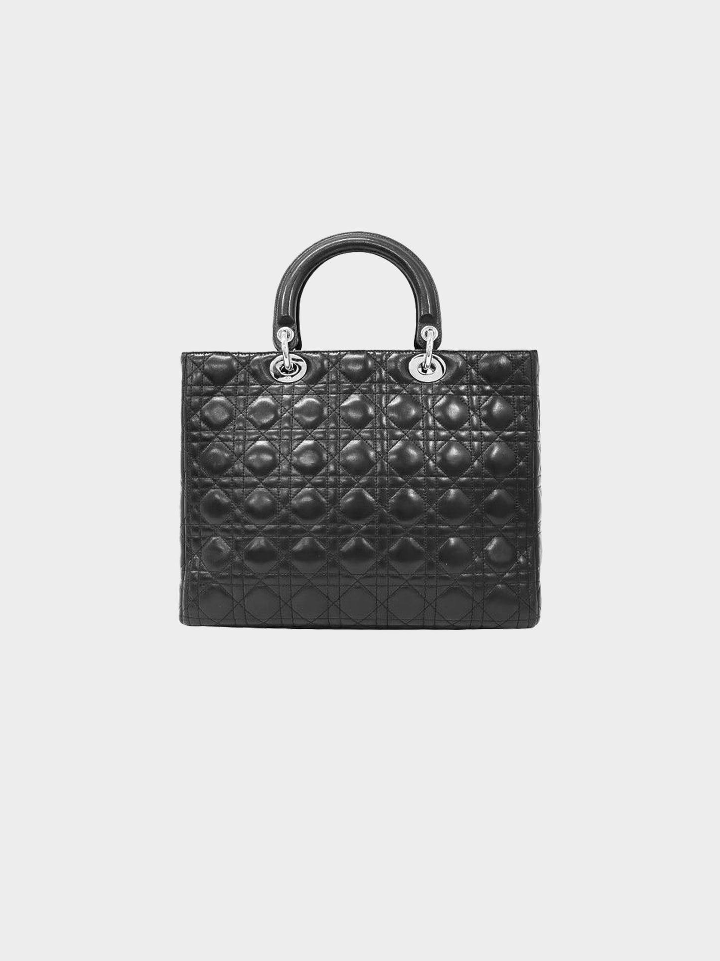 Christian Dior 2010s Black Lambskin Cannage Lady Dior Bag