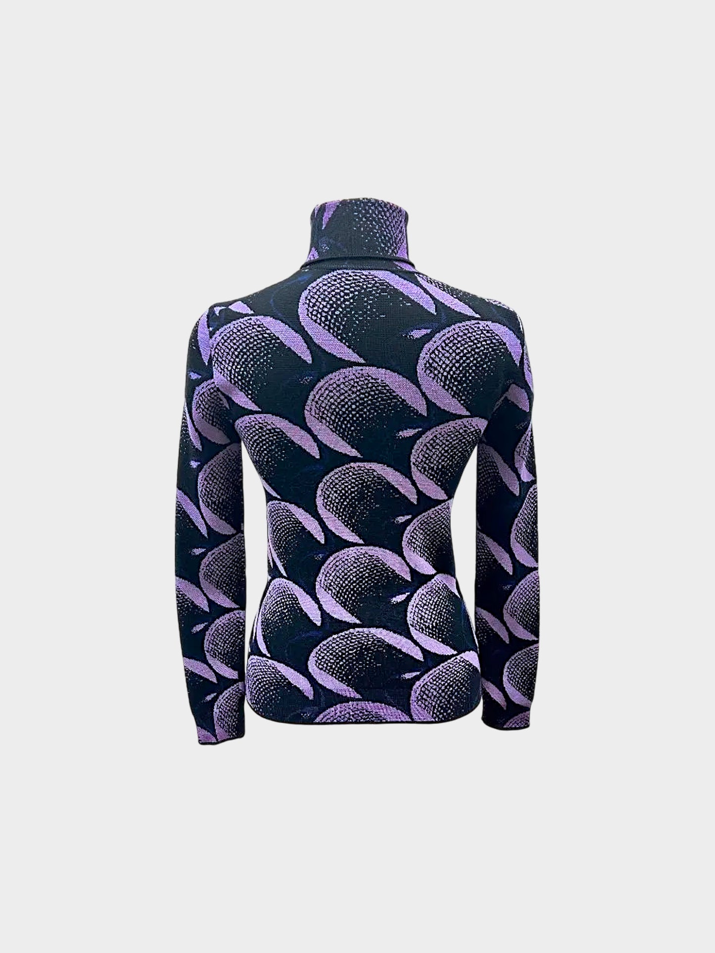 Prada FW 2021 Purple Abstract Intarsia-Knit Wool Blend Sweater