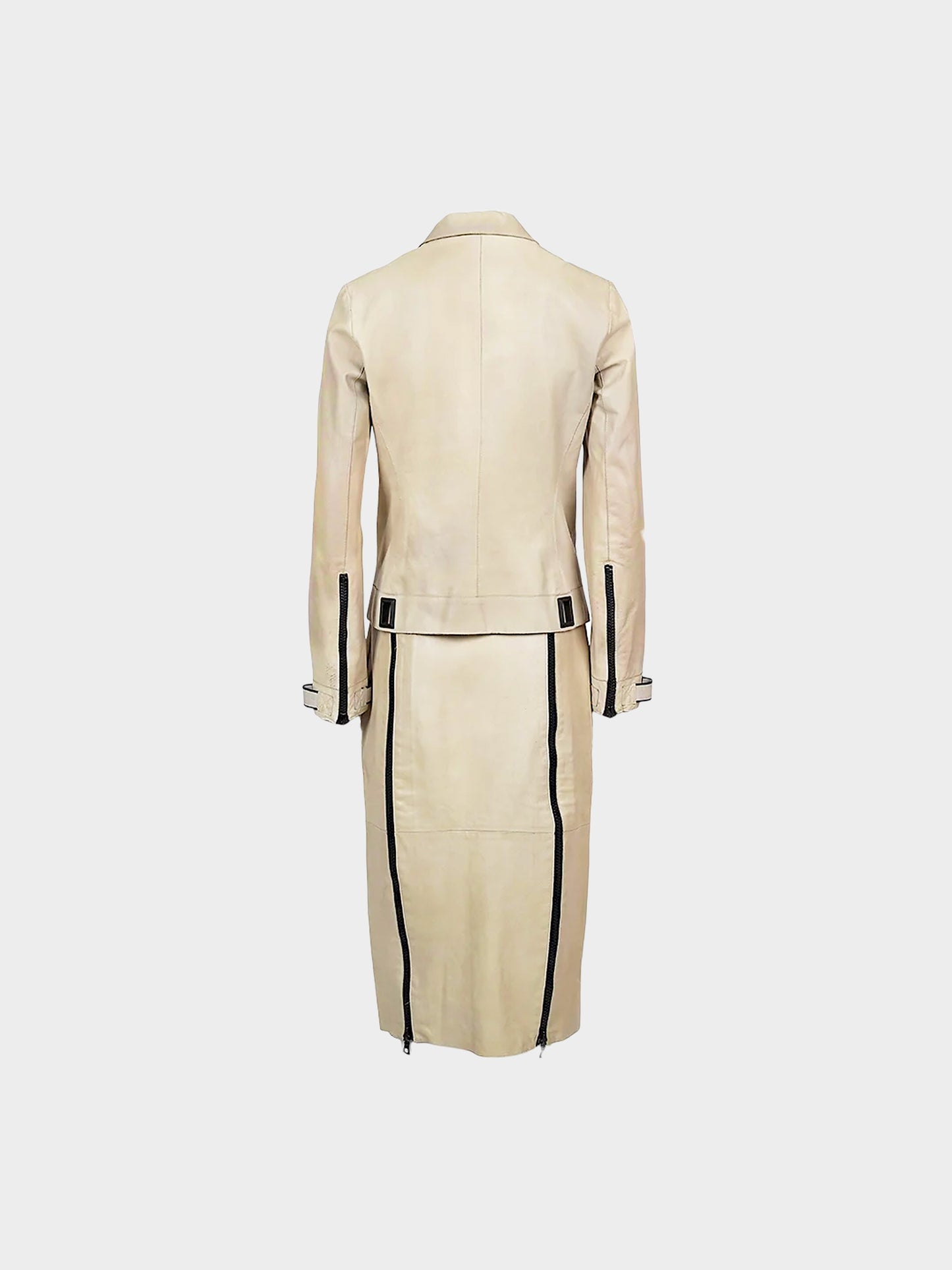 Miu Miu SS 2000 Beige Leather Jacket and Skirt Set