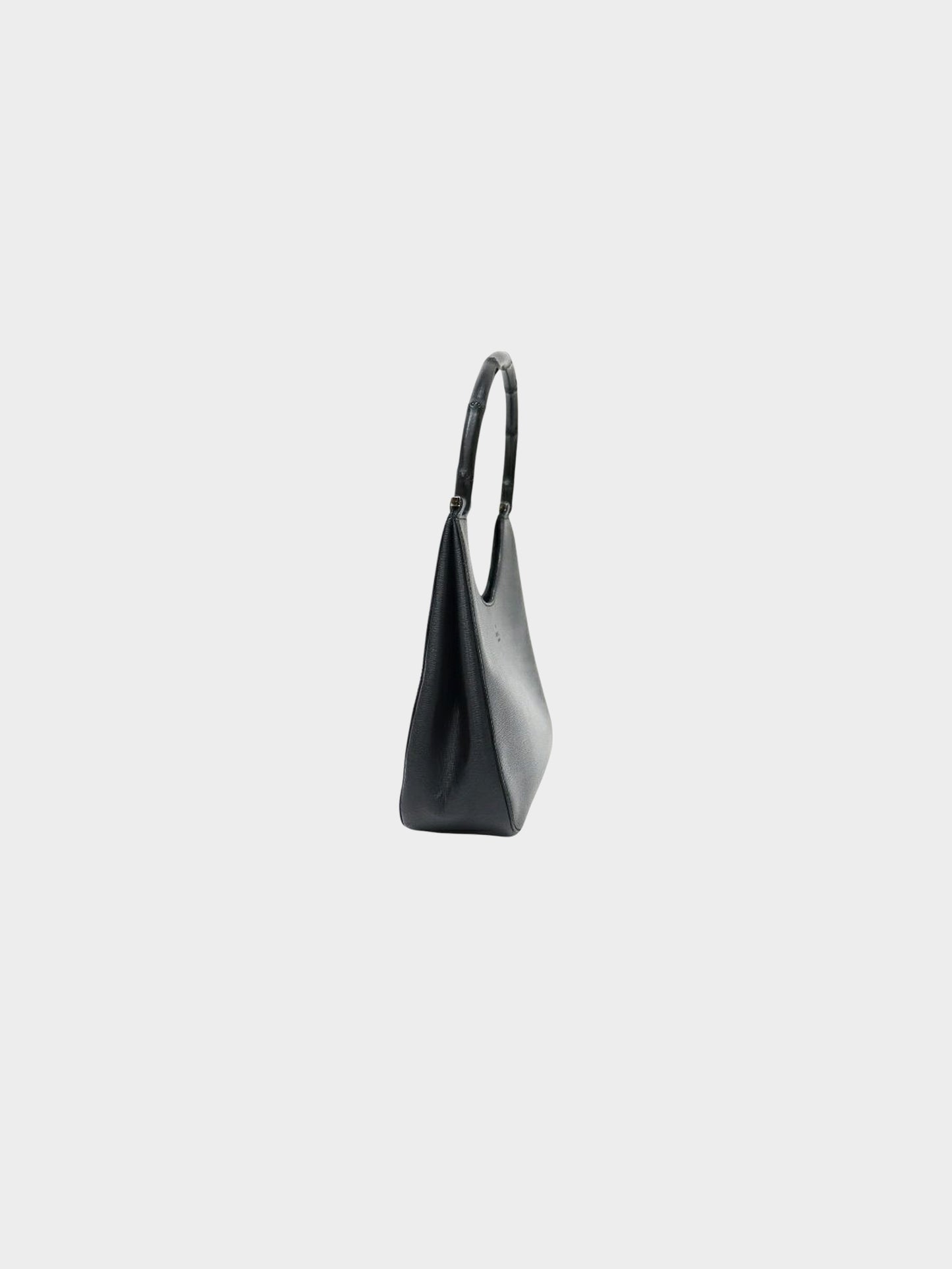 Gucci 2000s Black Grained Leather Bamboo Bag