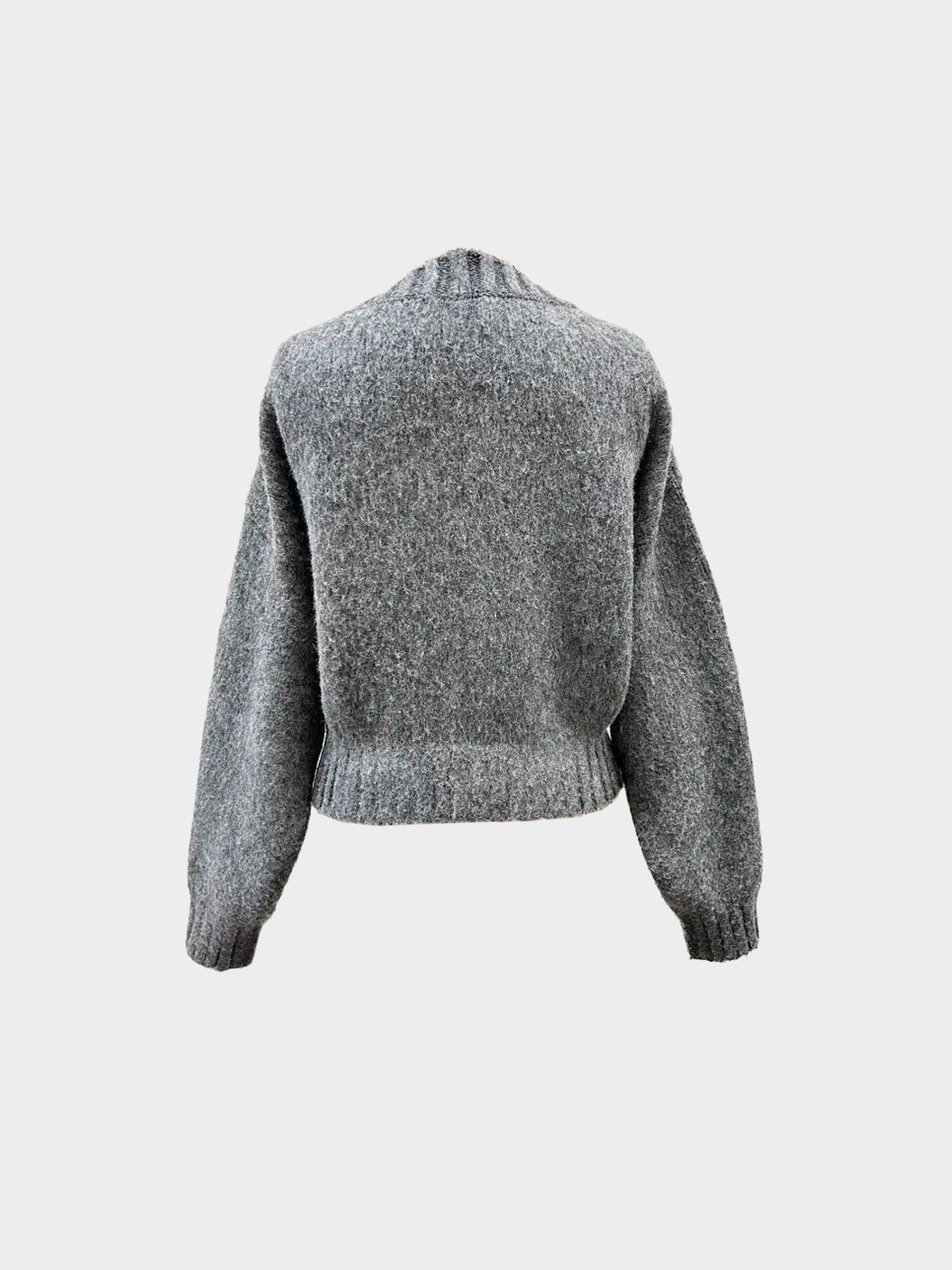 Prada 2010s Grey Wool Cardigan with Crystal Buttons