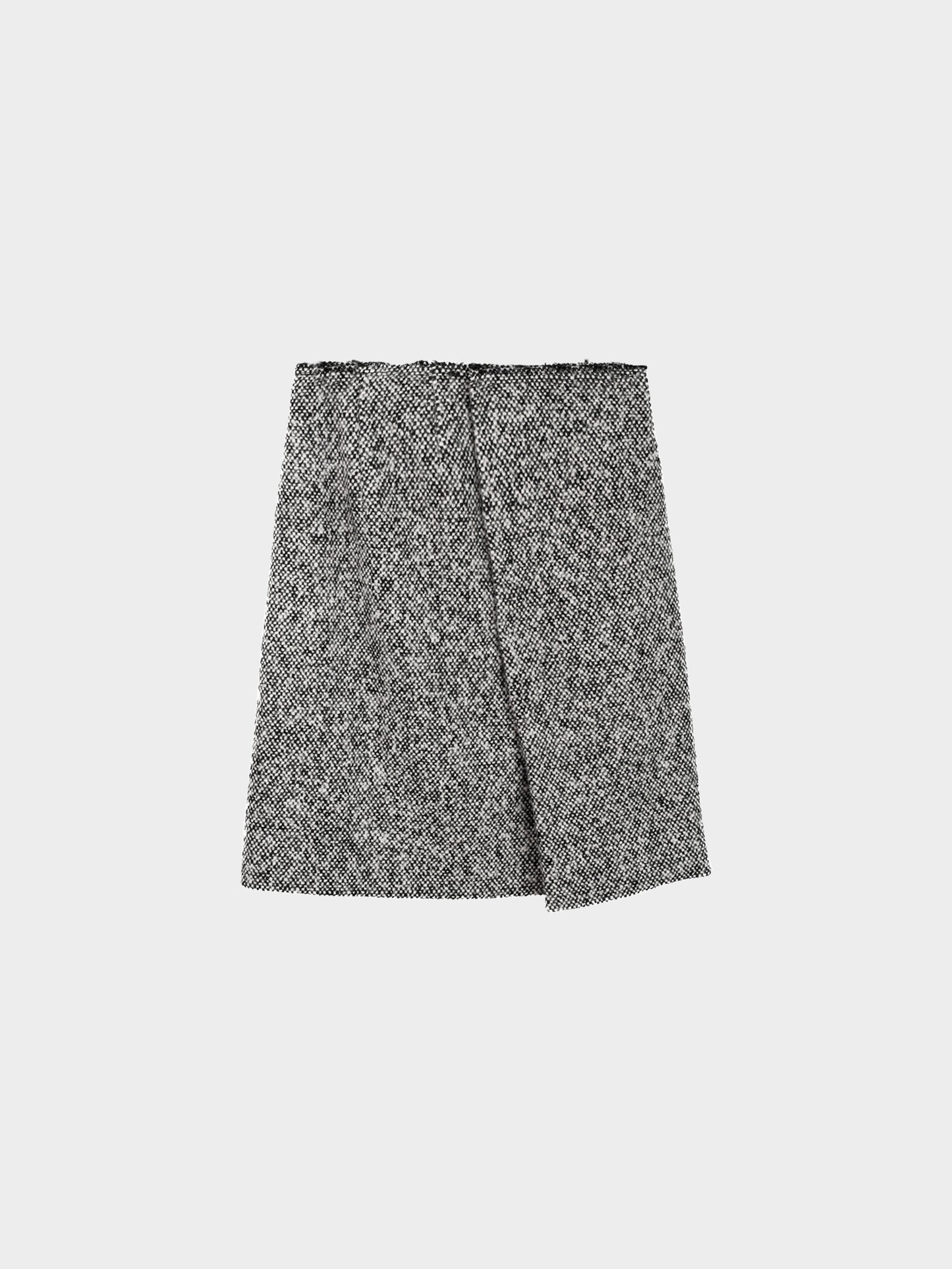 Miu Miu 2000s Mottled Wool Tweed Wrap Skirt