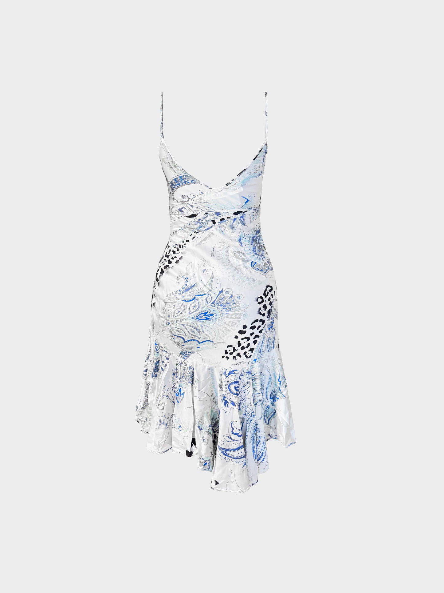 Roberto Cavalli 2004 Mixed Print Silk Slip Dress