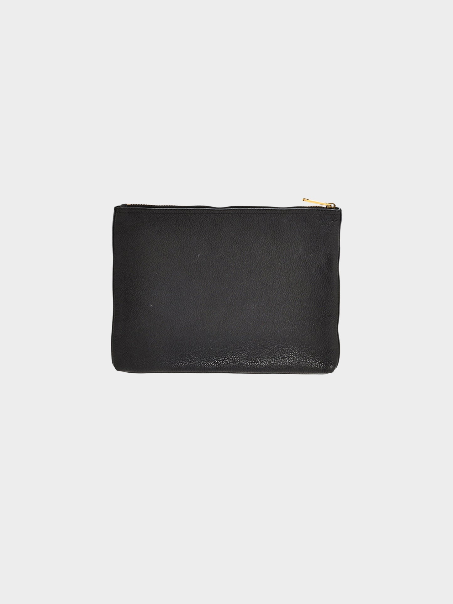 Gucci 2010s Black Leather Logo and Web Clutch
