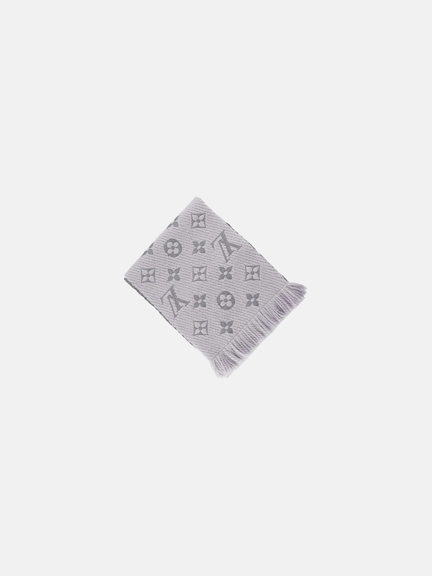 Louis Vuitton 2020s Grey Wool Silk Monogram Fringed Scarf
