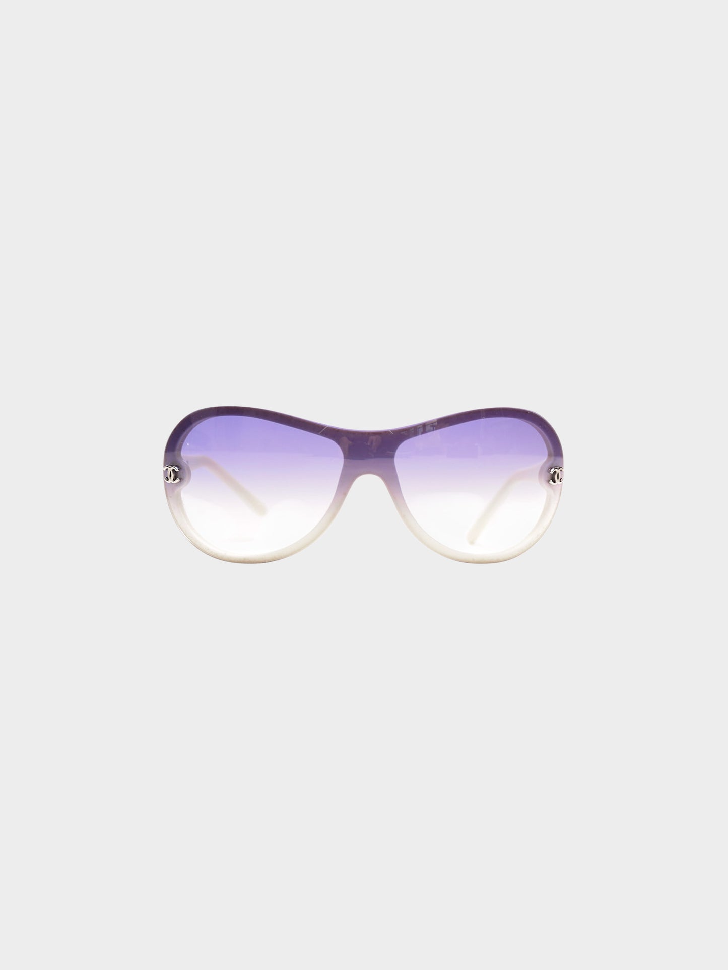 Chanel 2000s Purple Gradient Acetate Shield Sunglasses