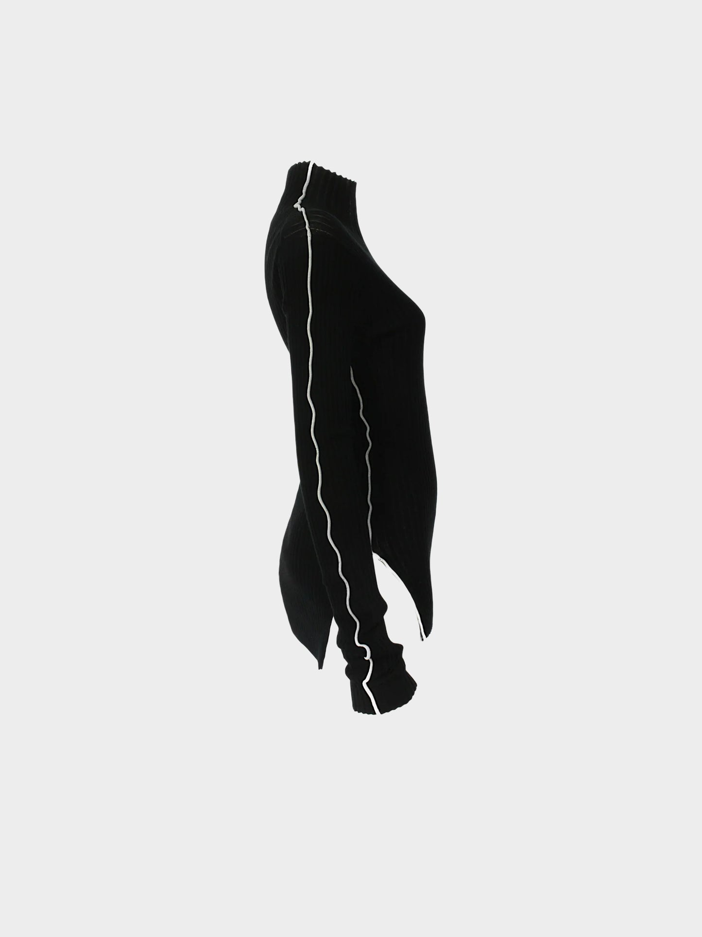 Celine by Phoebe Philo 2010s Black Ribbed Knit Turtleneck Bodycon Dress