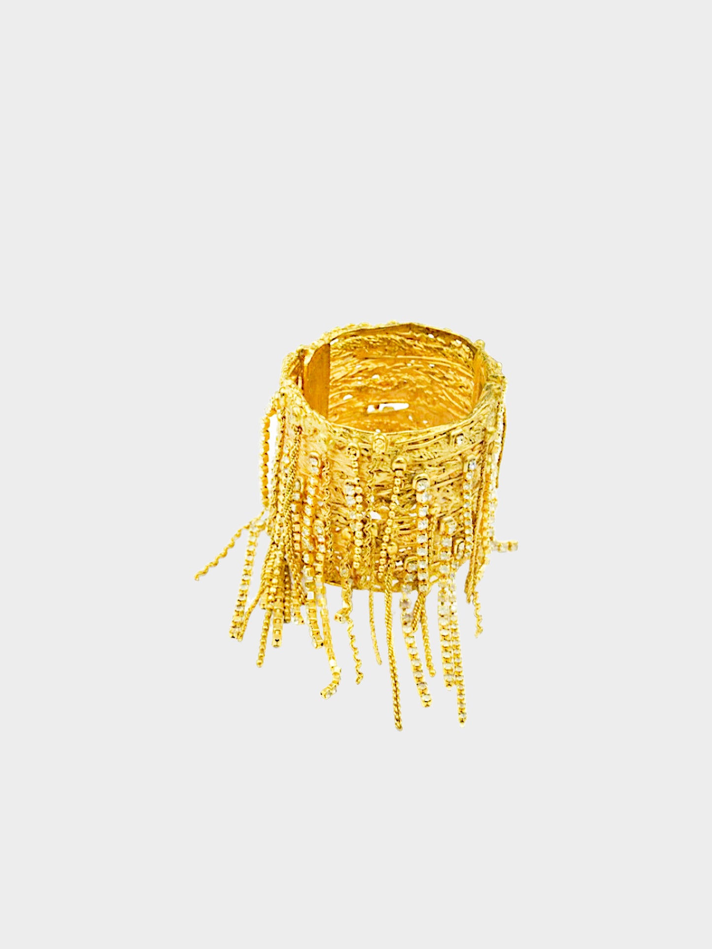 Christian Lacroix 1990s Gold Gilt Openwork White Stone Embellished Cuff