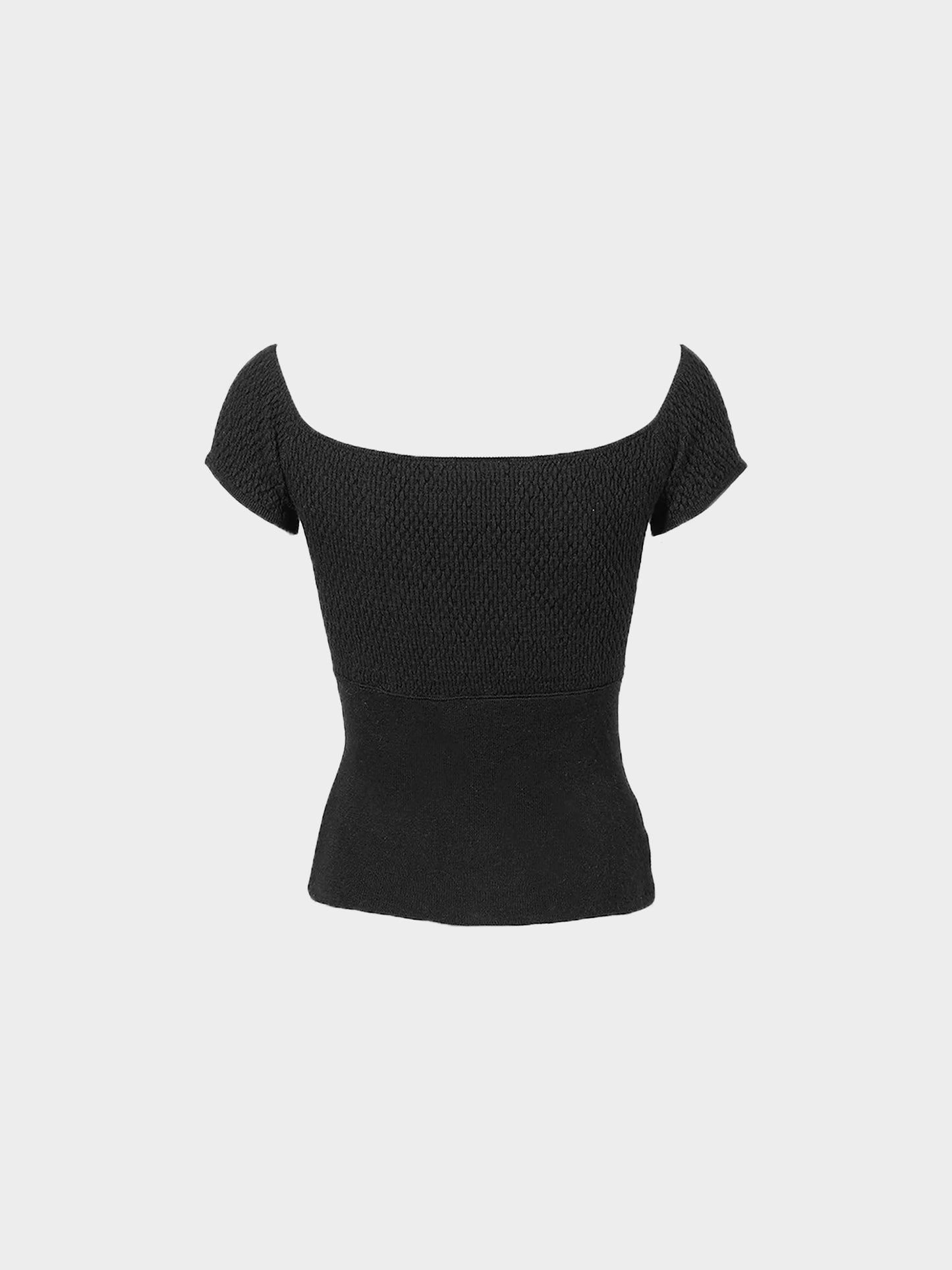 Prada SS 1999 Black Ribbon Embellished Knit Top