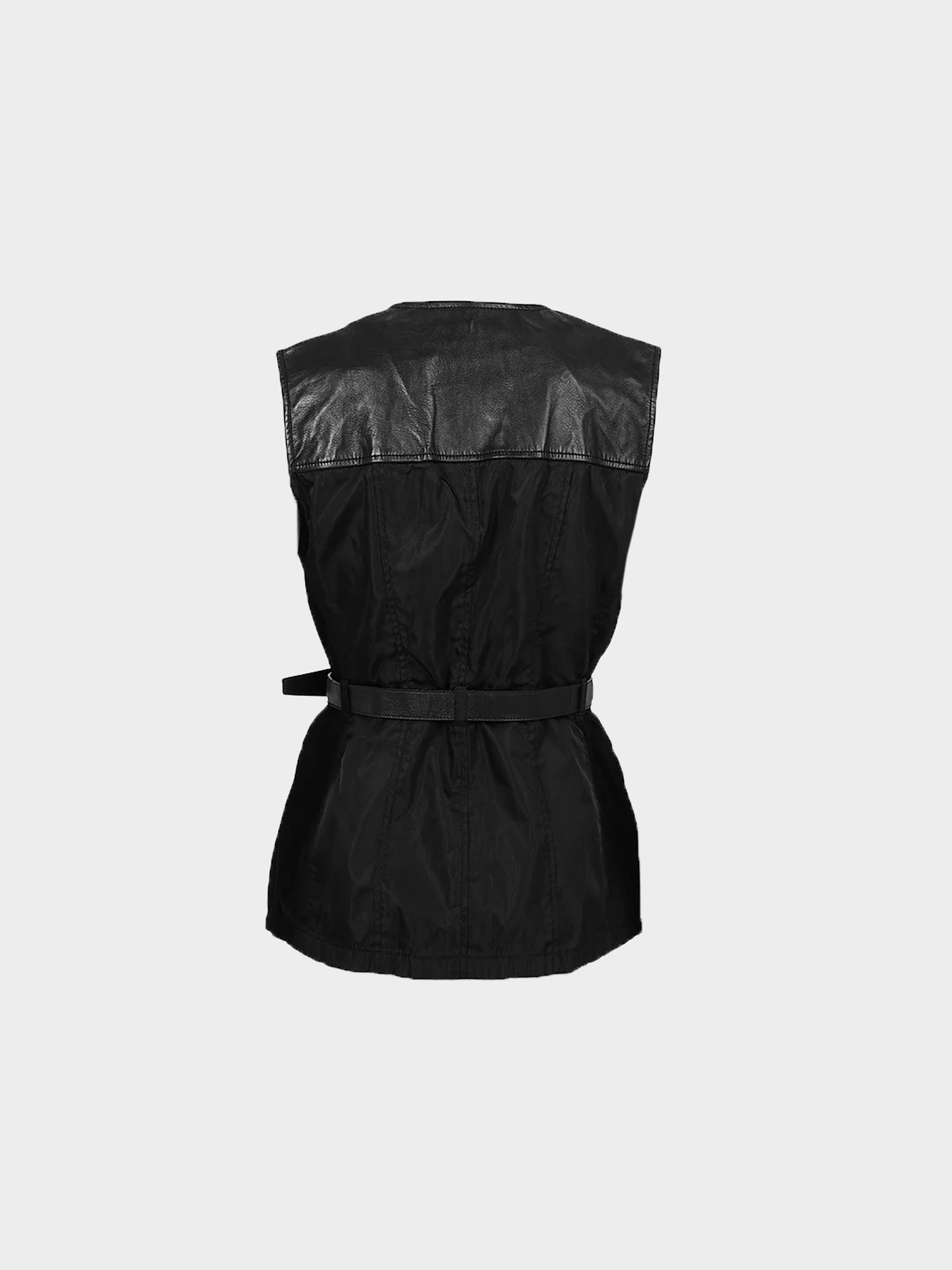 Prada FW 1994 Black Nylon Belted Dress