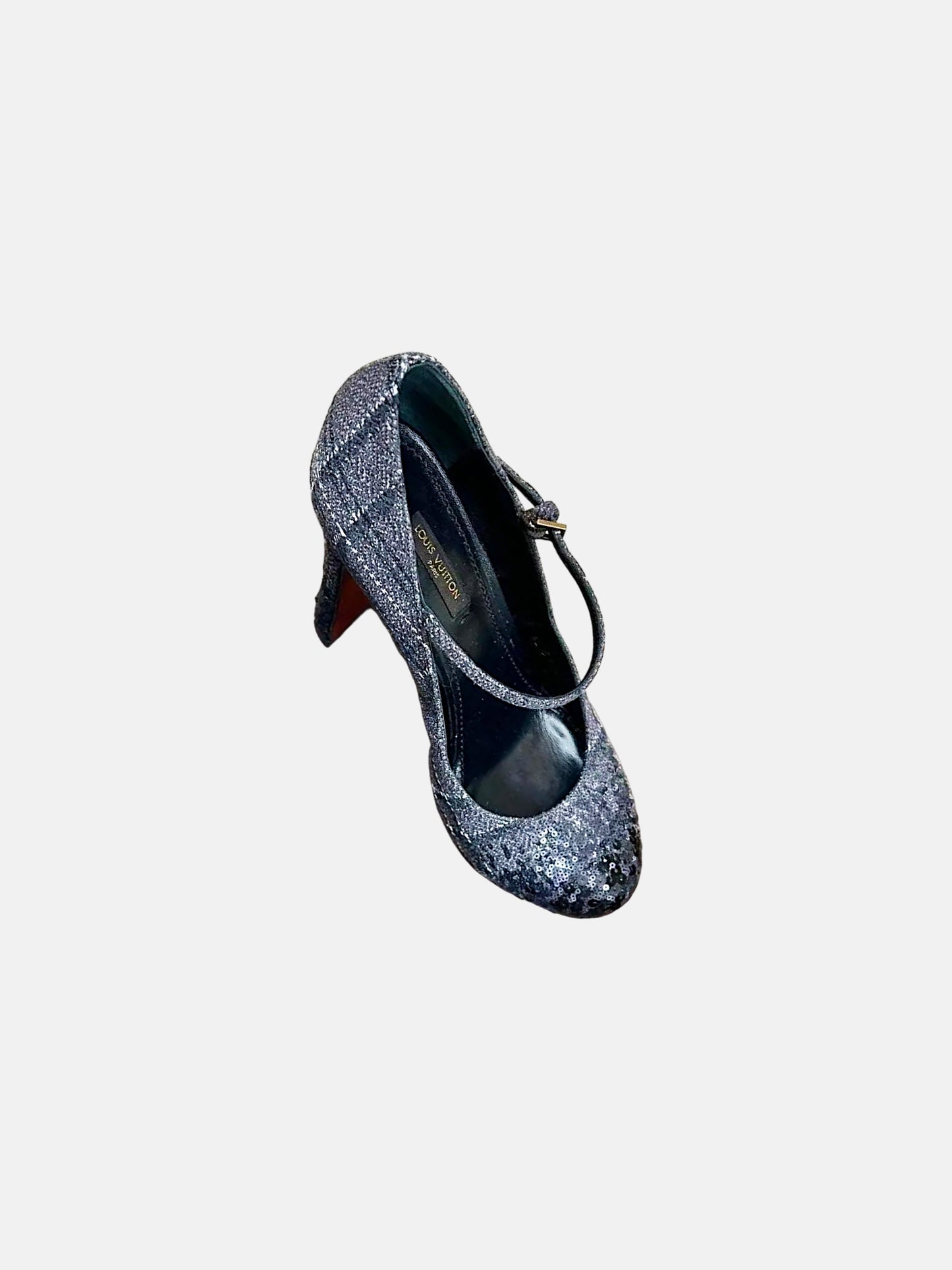 Louis Vuitton 2014 Grey Tweed Sequin Embellished Mary Jane Pumps