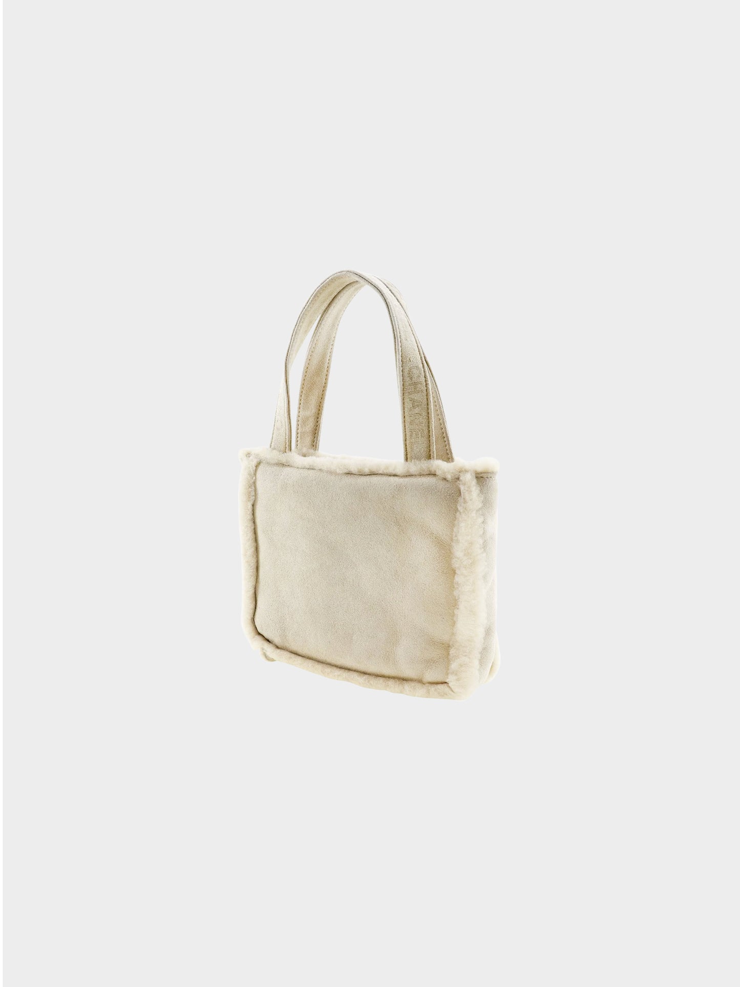 Chanel 1998 Beige Suede Faux Fur Trim Mini Tote Bag