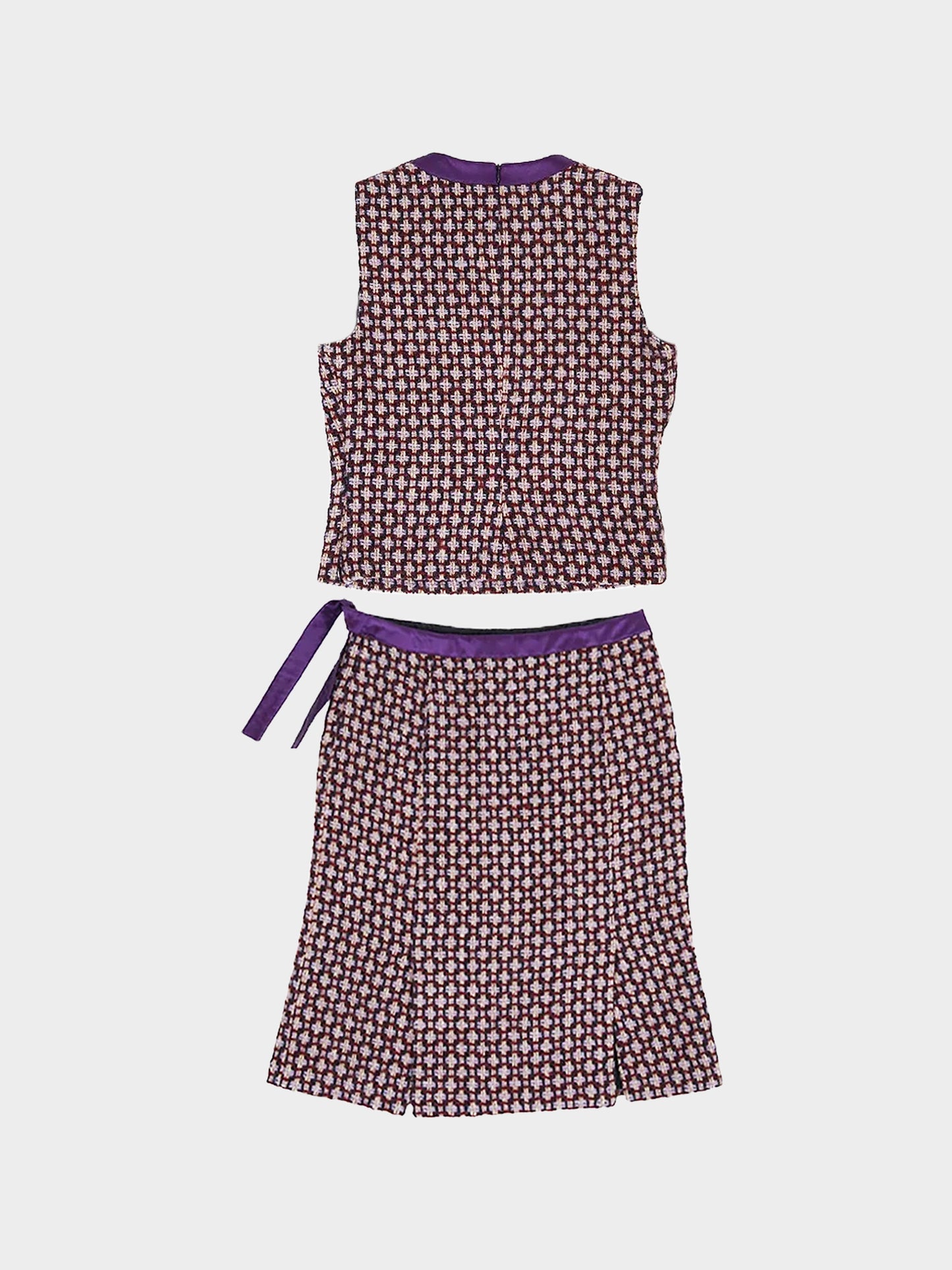 Miu Miu SS 2000 Virgin Wool Check Top and Skirt Set