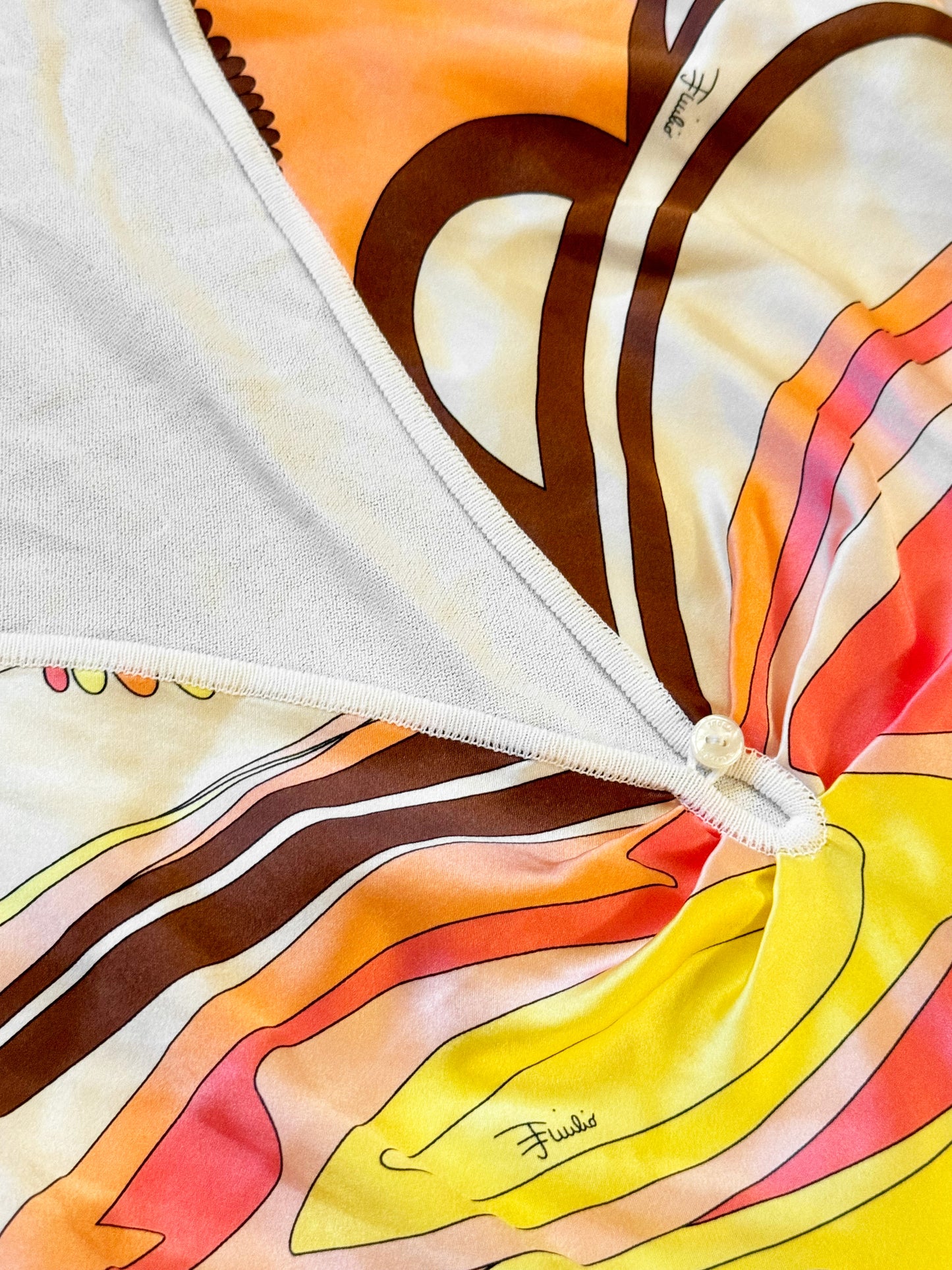 Emilio Pucci 2000s Silk Multicolor Firenze Print Top