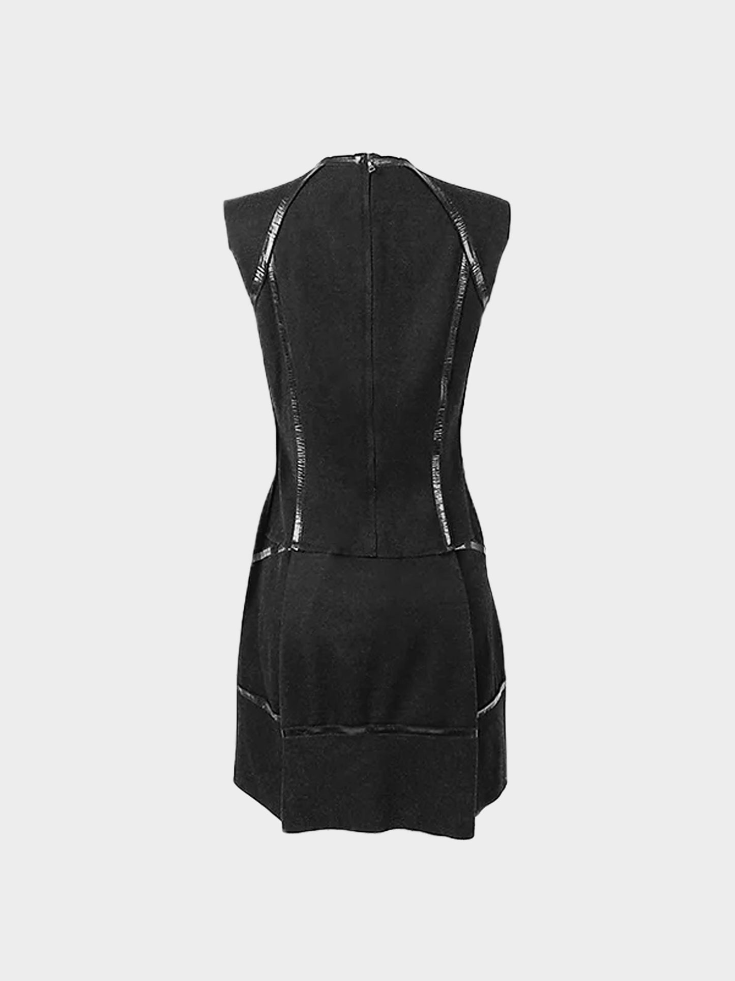 Prada 2007 Black Wool Tape Trim Dress