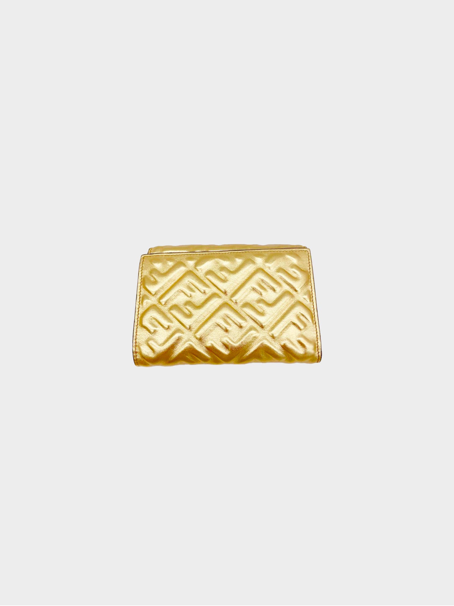 Fendi 2020s Embossed FF Metallic Leather Wallet