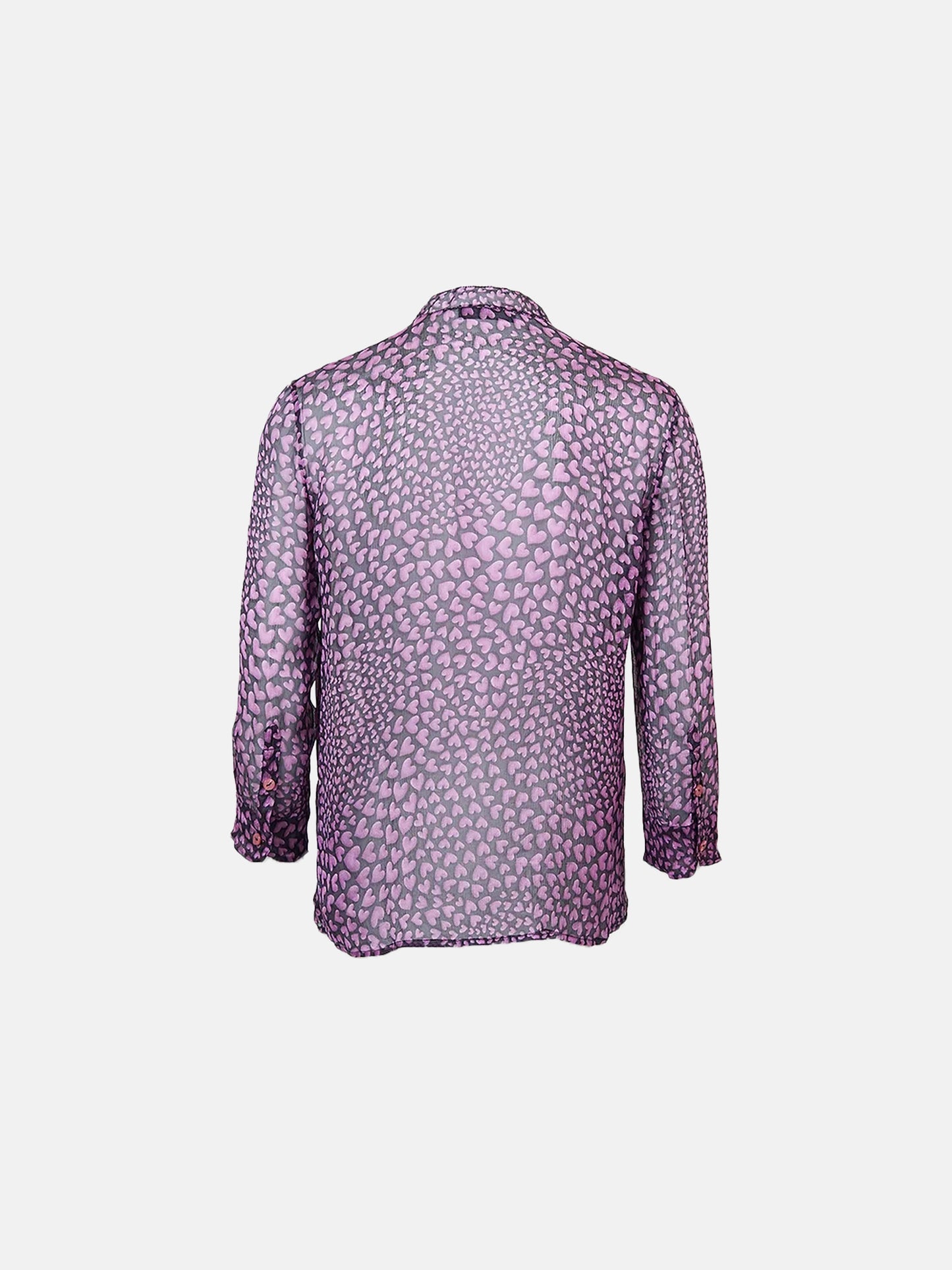 Prada SS 2000 Silk Chiffon Hearts Print Blouse