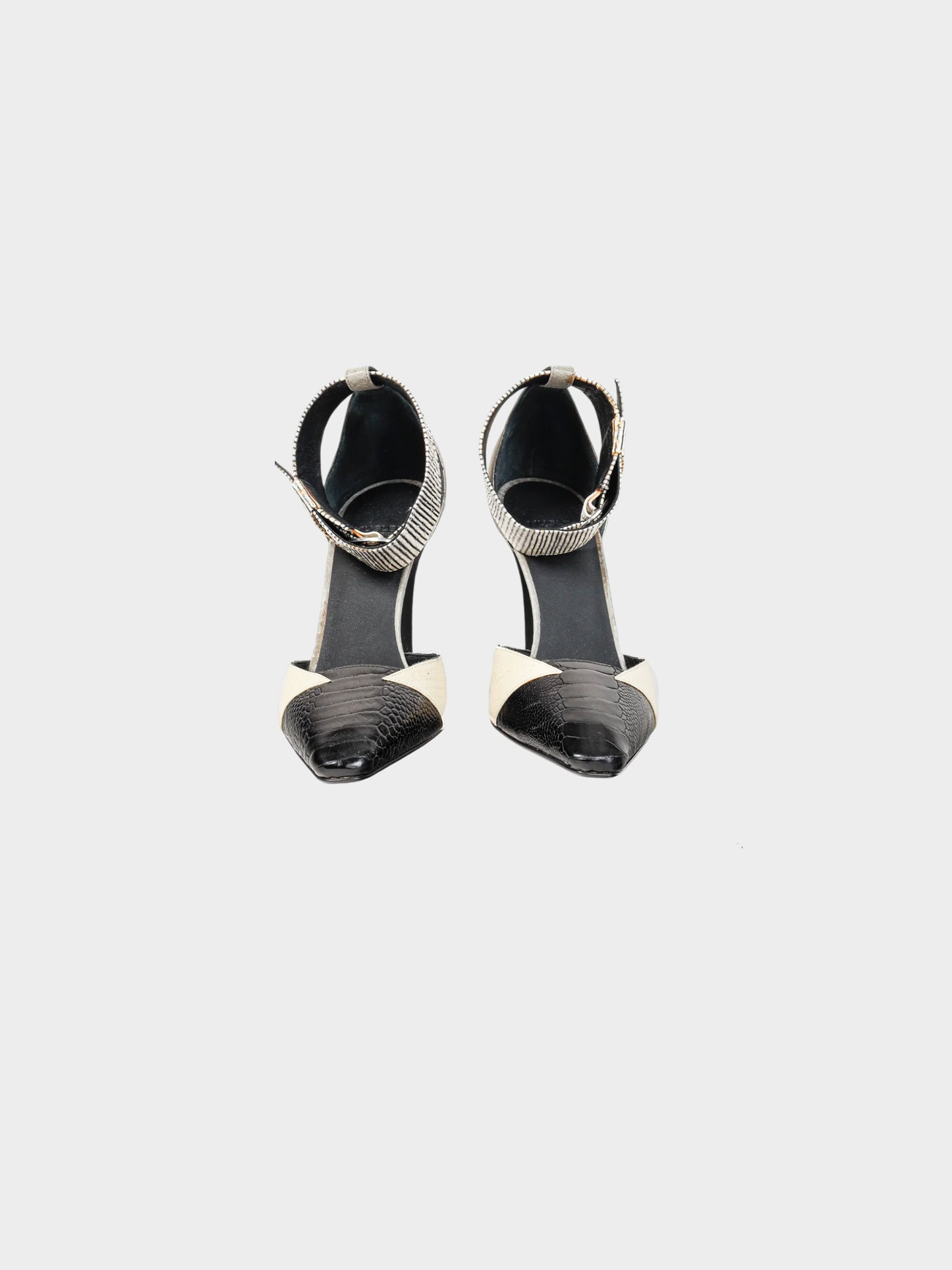 Mugler 2000s Mixed Reptile-Embossed Leather Heels