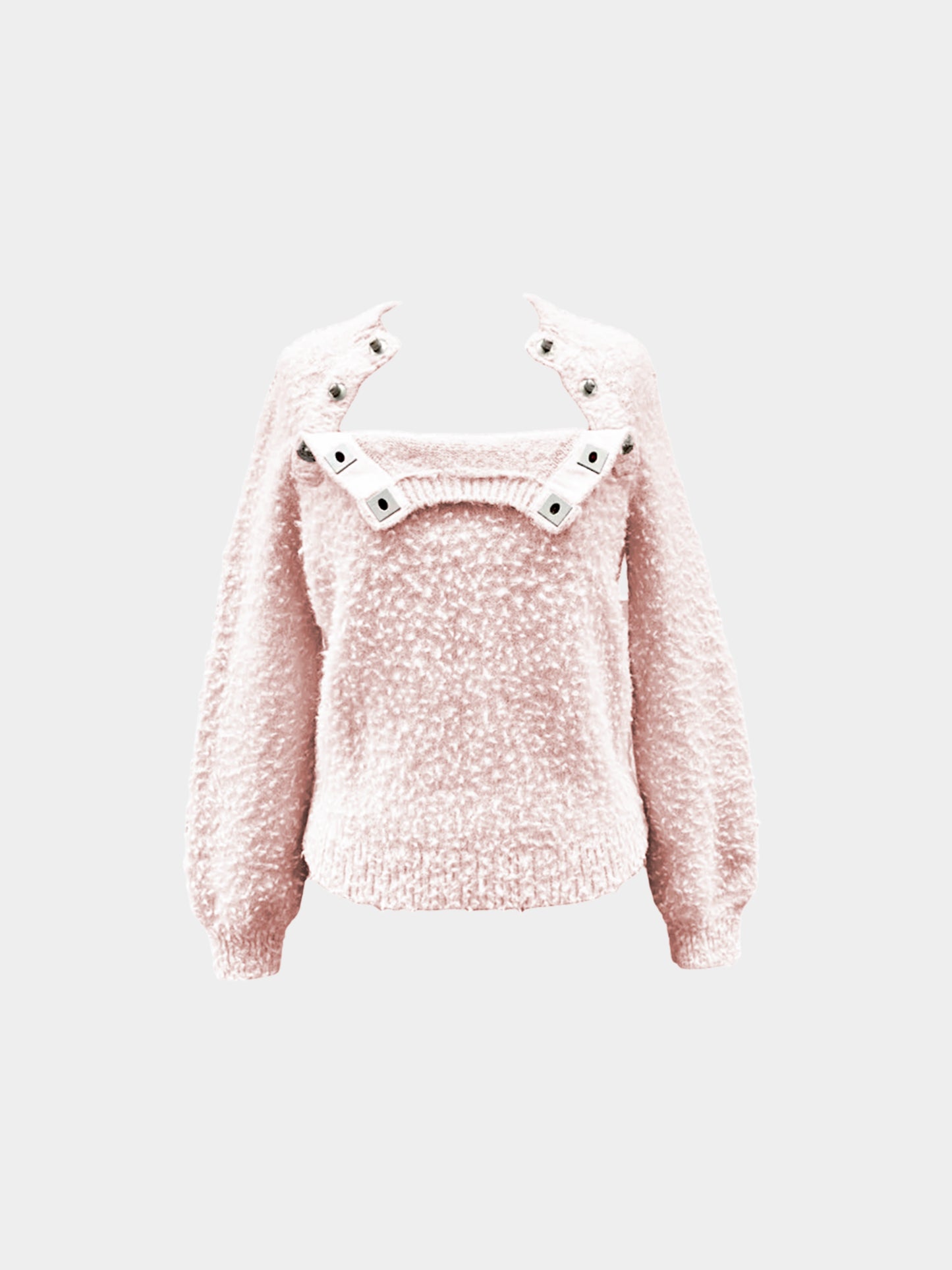 Chanel FW 2021 Light Pink Alpaca Wool CC Turn Lock Sweater