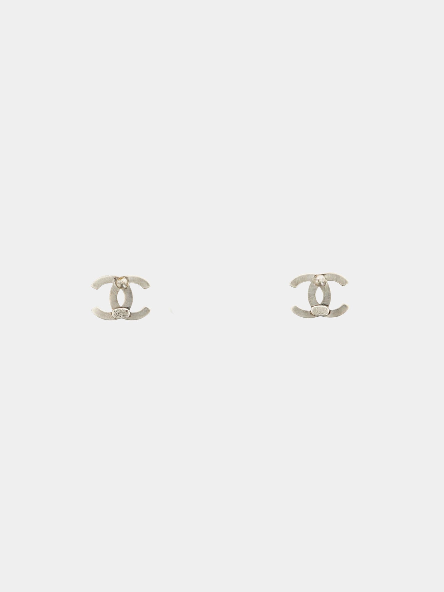 Chanel Spring 1998 Silver CC Logo Stud Earrings